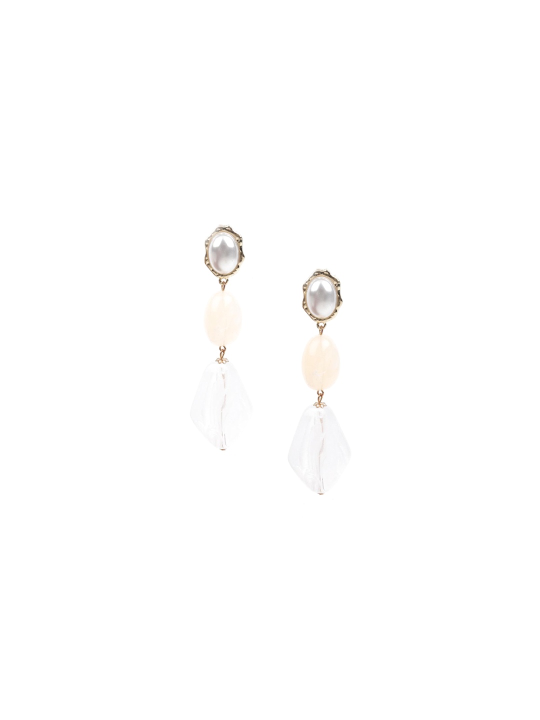 

ODETTE Contemporary Beaded Drop Earrings, Cream