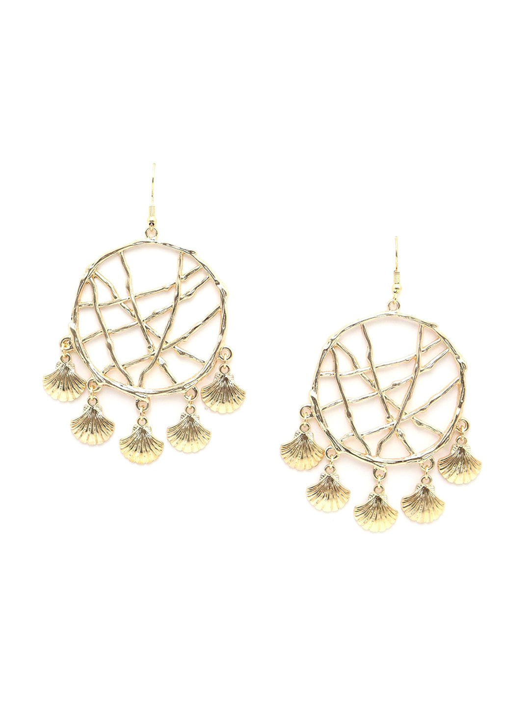 

ODETTE Gold-Plated Crystals Studded Contemporary Drop Earrings