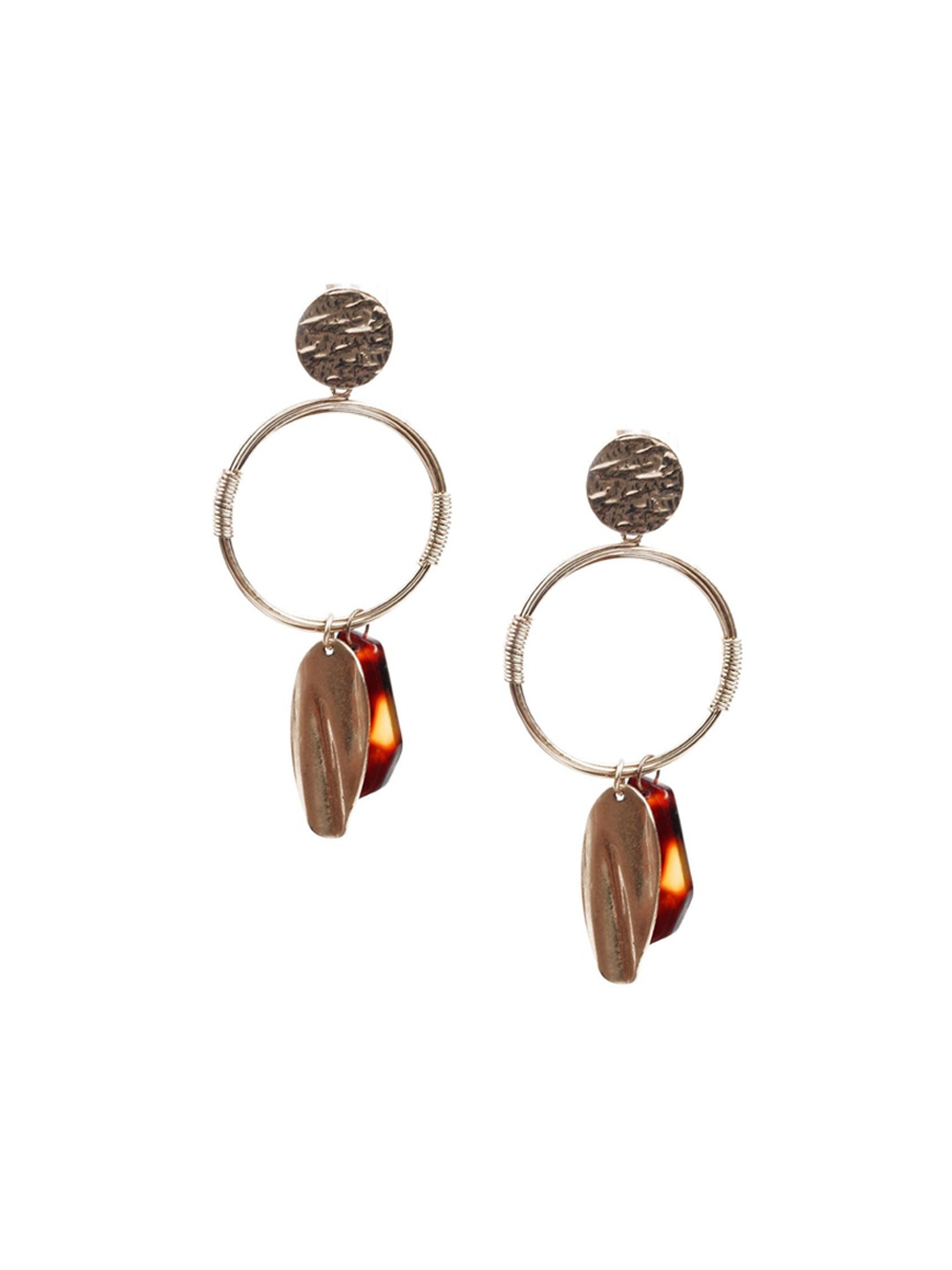 

ODETTE Gold Plated Stone Studded Circular Drop Earrings