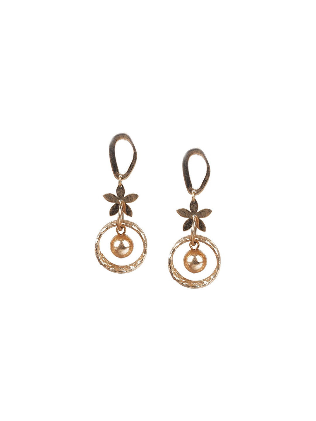 

ODETTE Metal Floral Drop Earrings, Gold