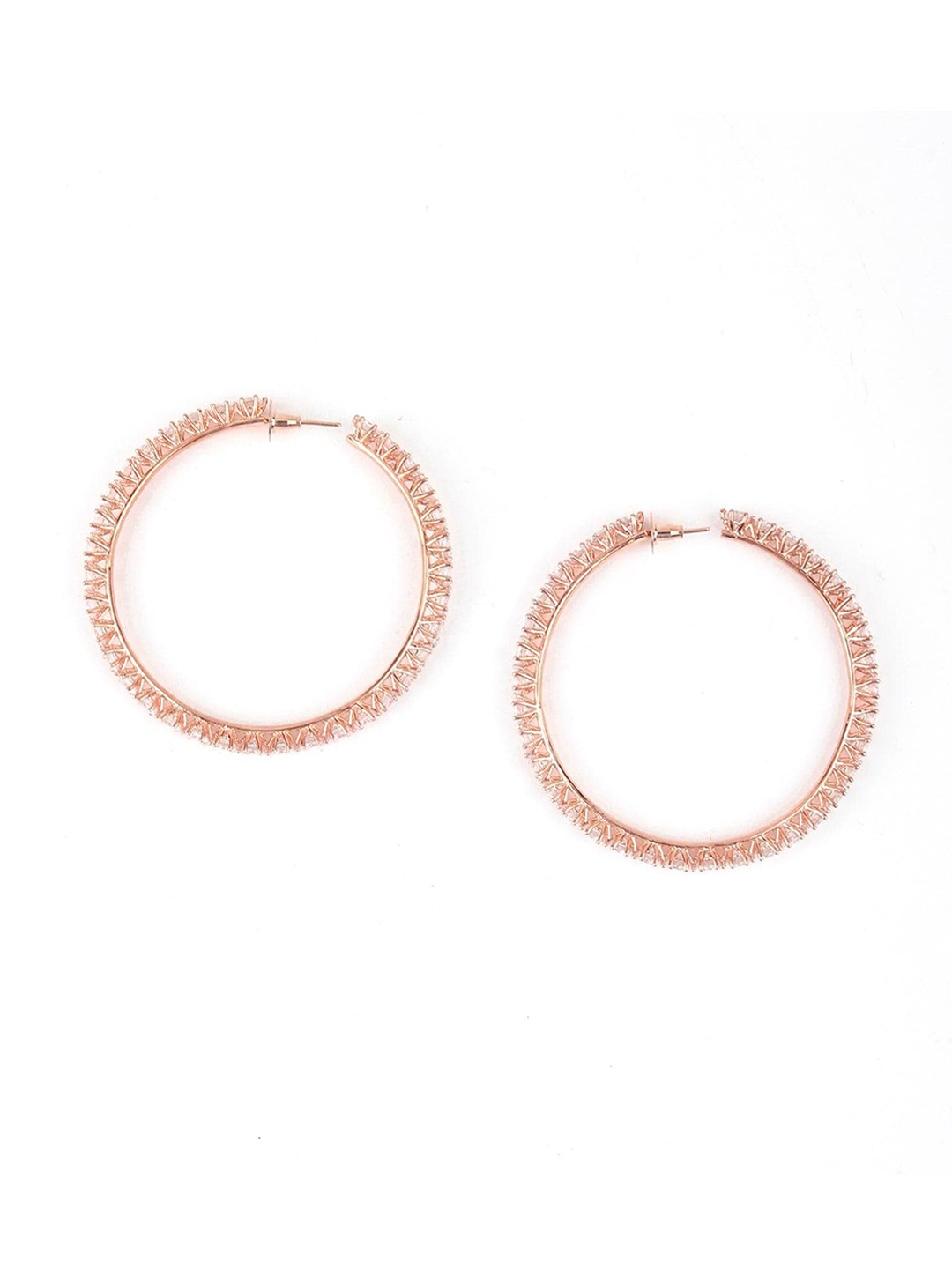 

ODETTE Rose Gold-Plated Rhinestone Stone Studded Circular Hoop Earrings