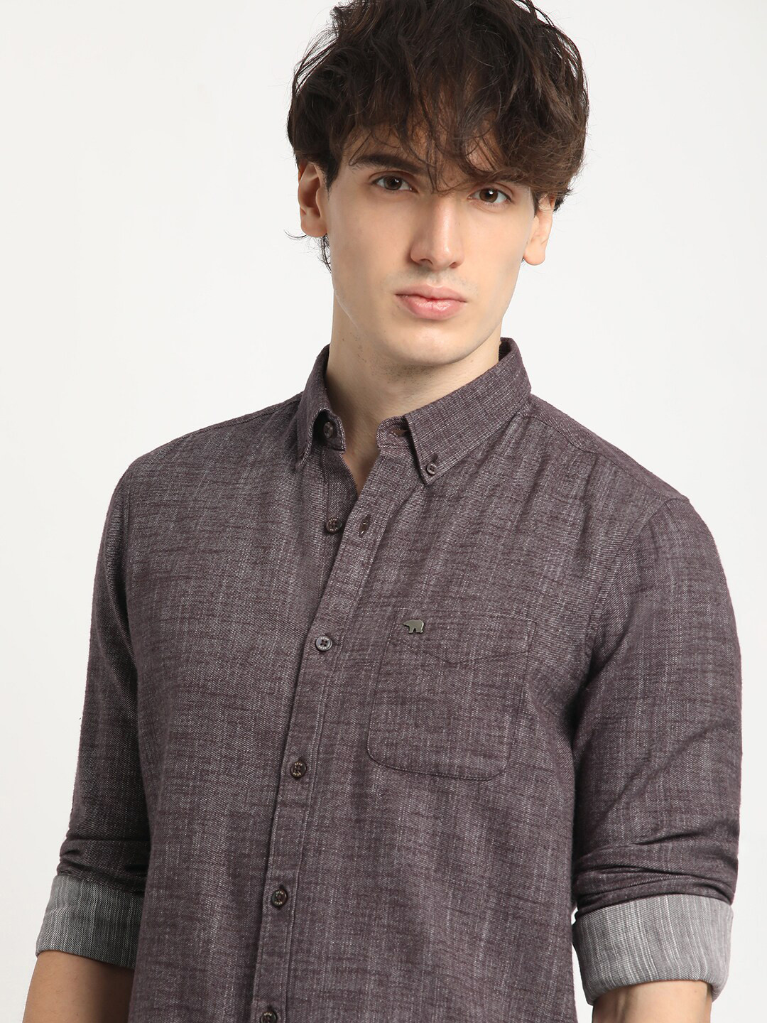 

THE BEAR HOUSE Slim Fit Long Sleeves Cotton Opaque Casual Shirt, Black