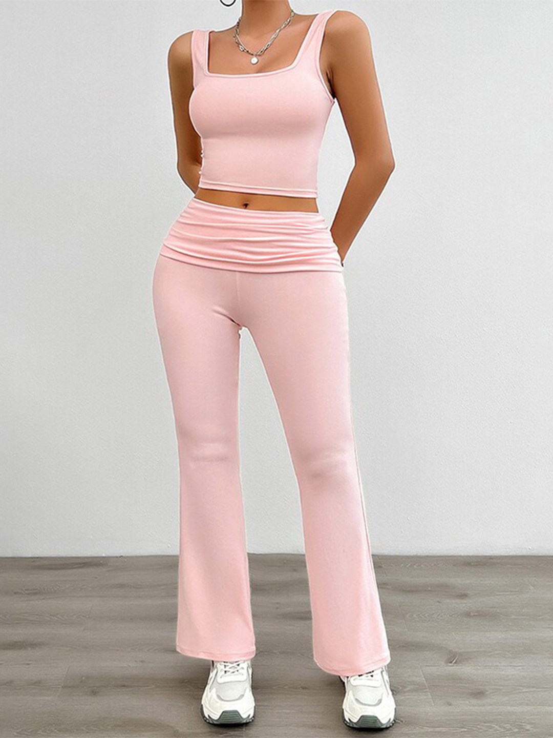 

StyleCast x Revolte Crop Top and Trousers, Pink