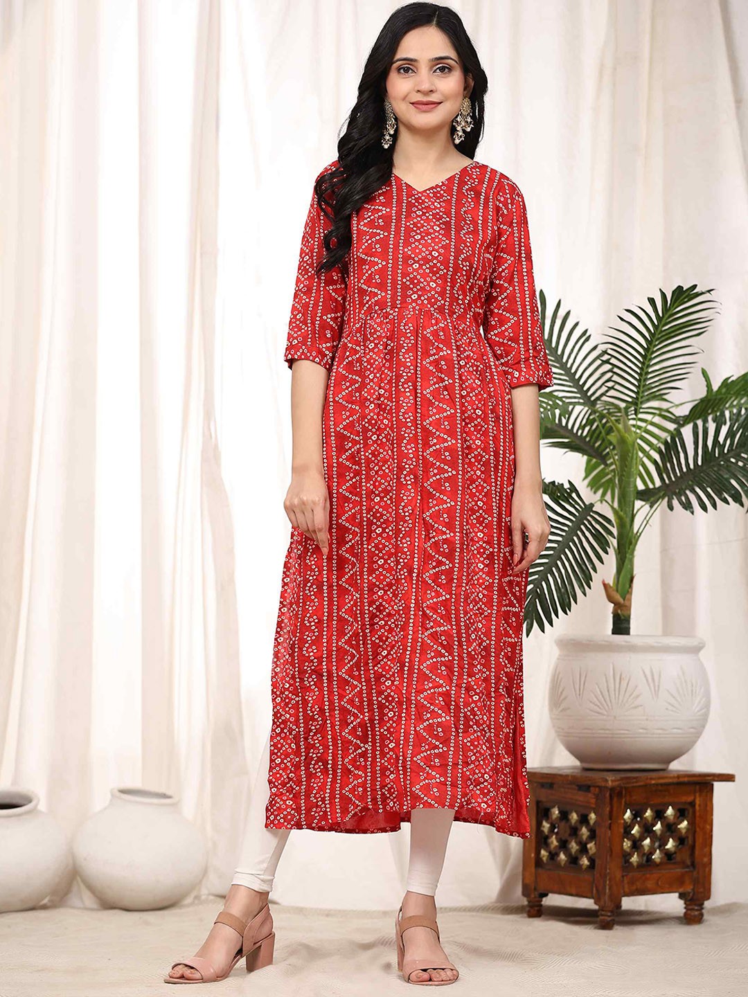 

TextileNow Ethnic Motifs Printed Anarkali Kurta, Maroon