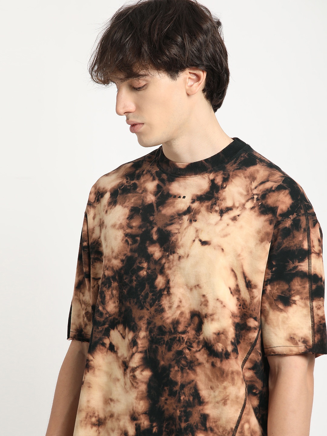 

THE BEAR HOUSE Tie & Dye Pure Cotton Oversized T-shirt, Brown