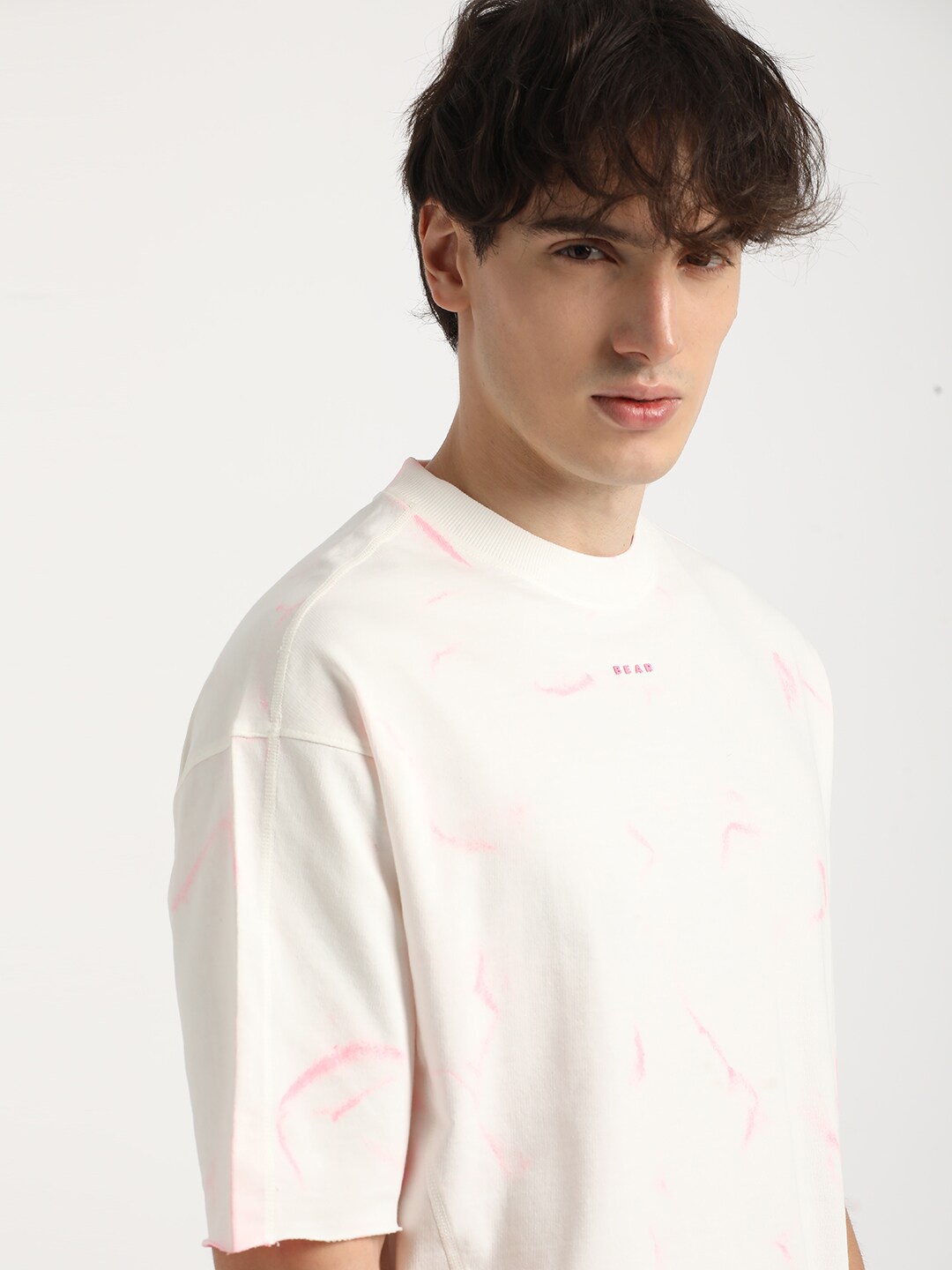 

THE BEAR HOUSE Tie & Dye Pure Cotton Oversized T-shirt, Pink