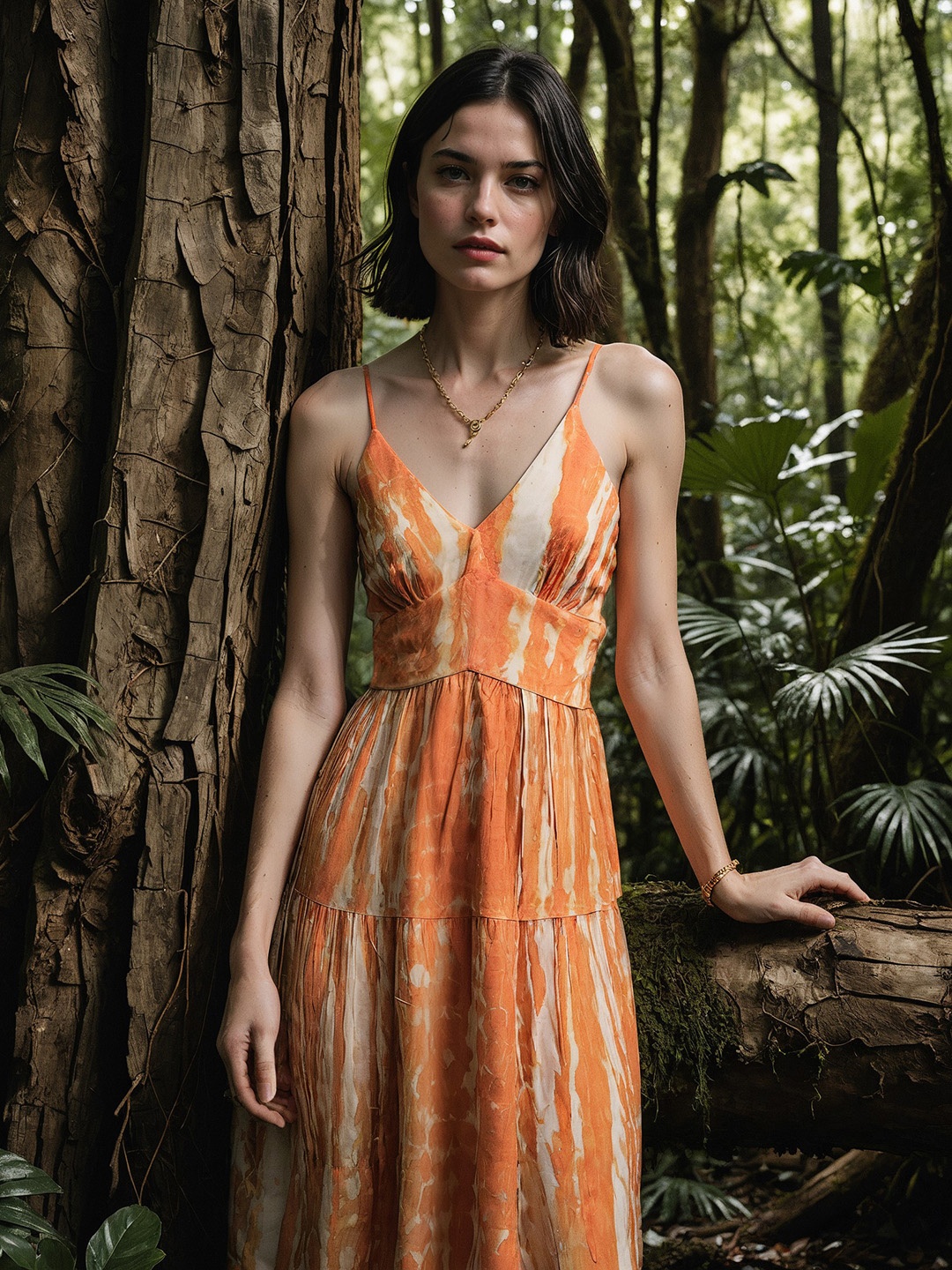 

H&M Tie & Dye Strappy Dress, Orange