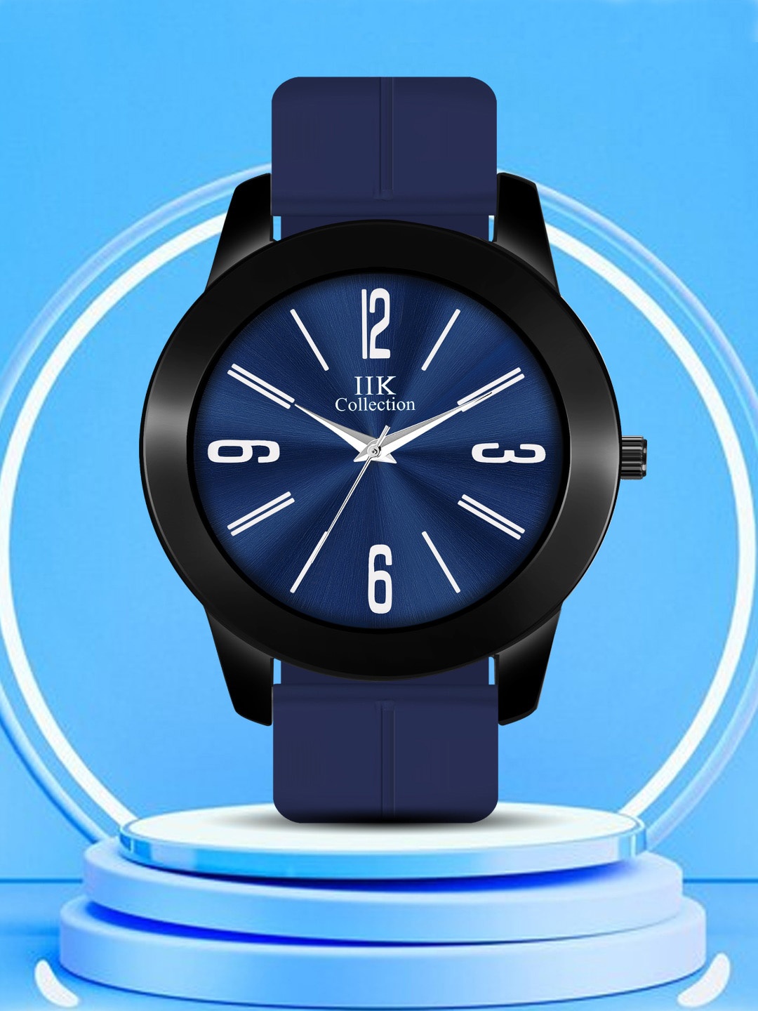 

IIK COLLECTION Men Round Dial Adjustable Flexible Magnetic Lock Silicon Strap Watch, Blue