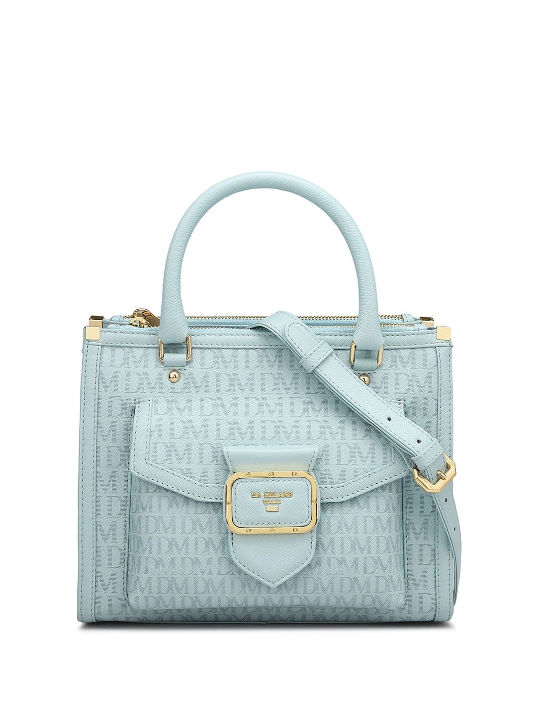 

Da Milano Printed Leather Structured Handheld Bag, Blue