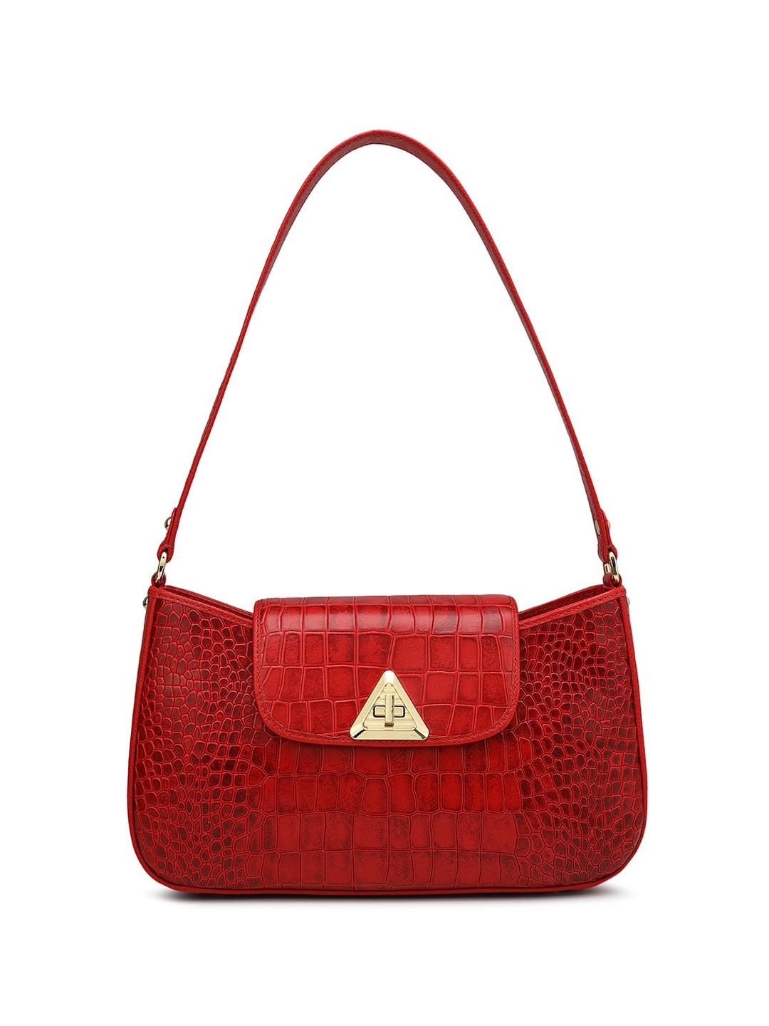 

Da Milano Animal Textured Leather Structured Sling Bag, Red