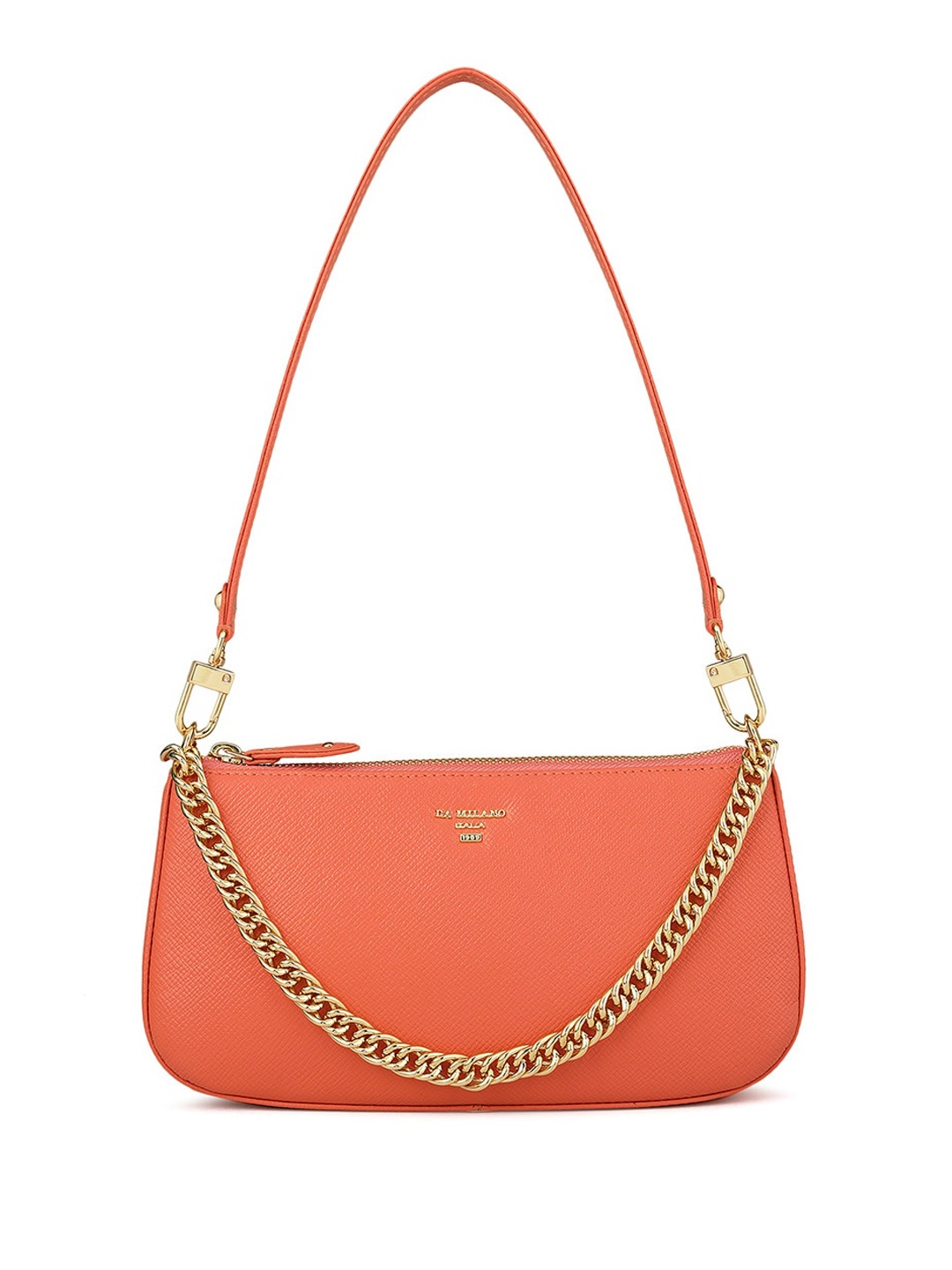 

Da Milano Textured Leather Shoulder Bag, Orange
