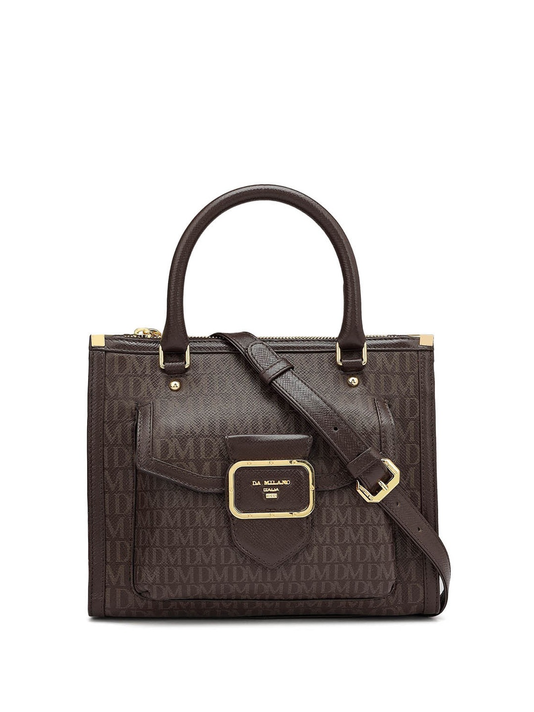 

Da Milano Textured Leather Structured Handheld Bag, Brown
