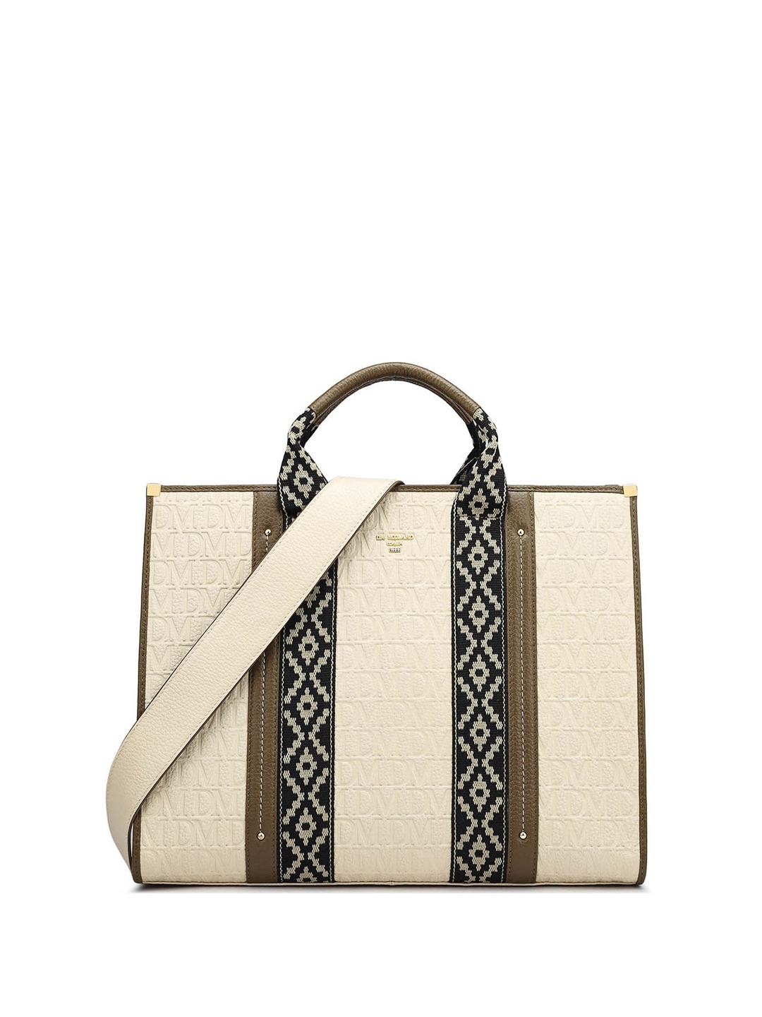 

Da Milano Textured Leather Structured Handheld Bag, White