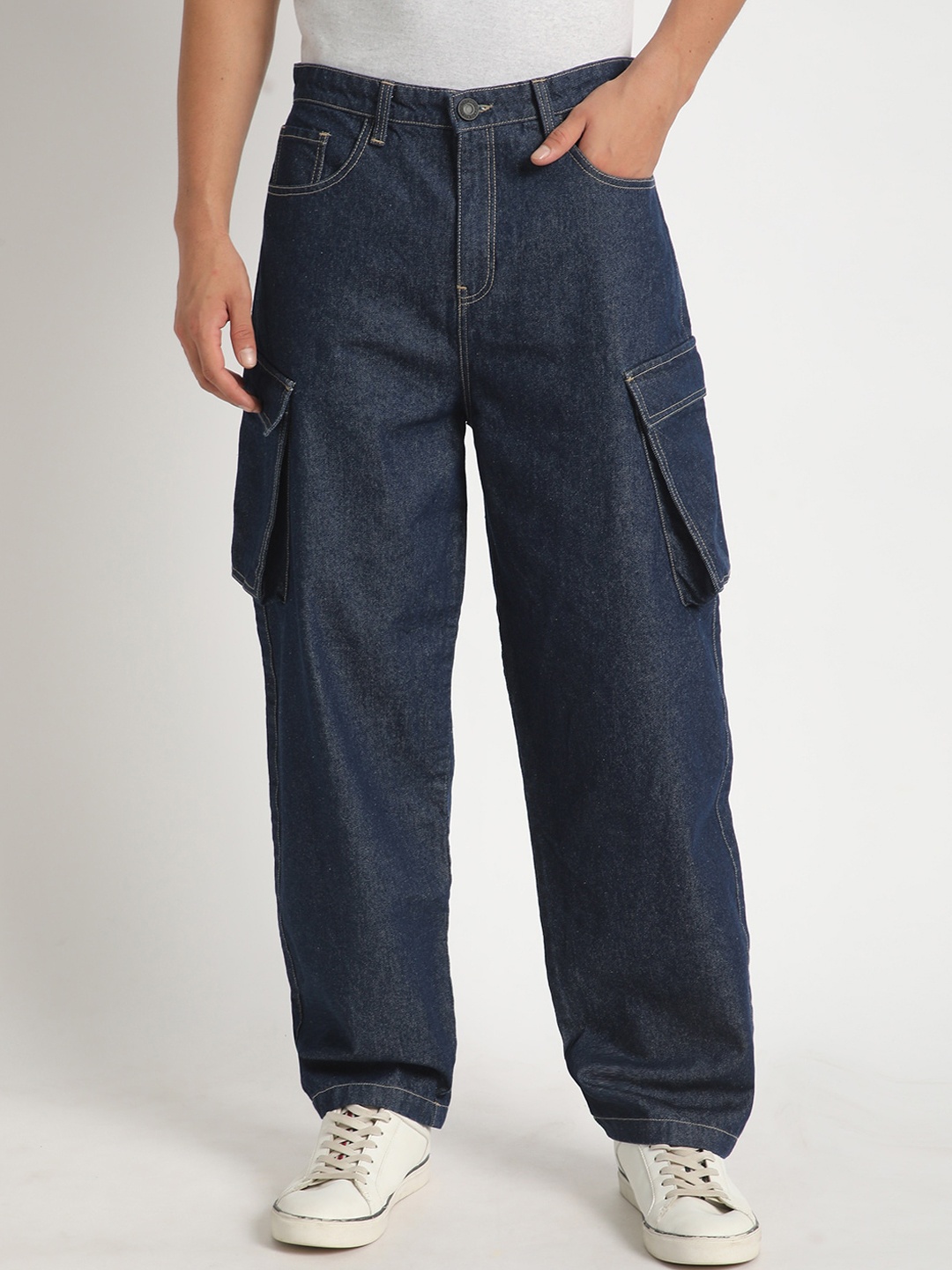 

Bene Kleed Men Cargo Baggy Denim, Navy blue