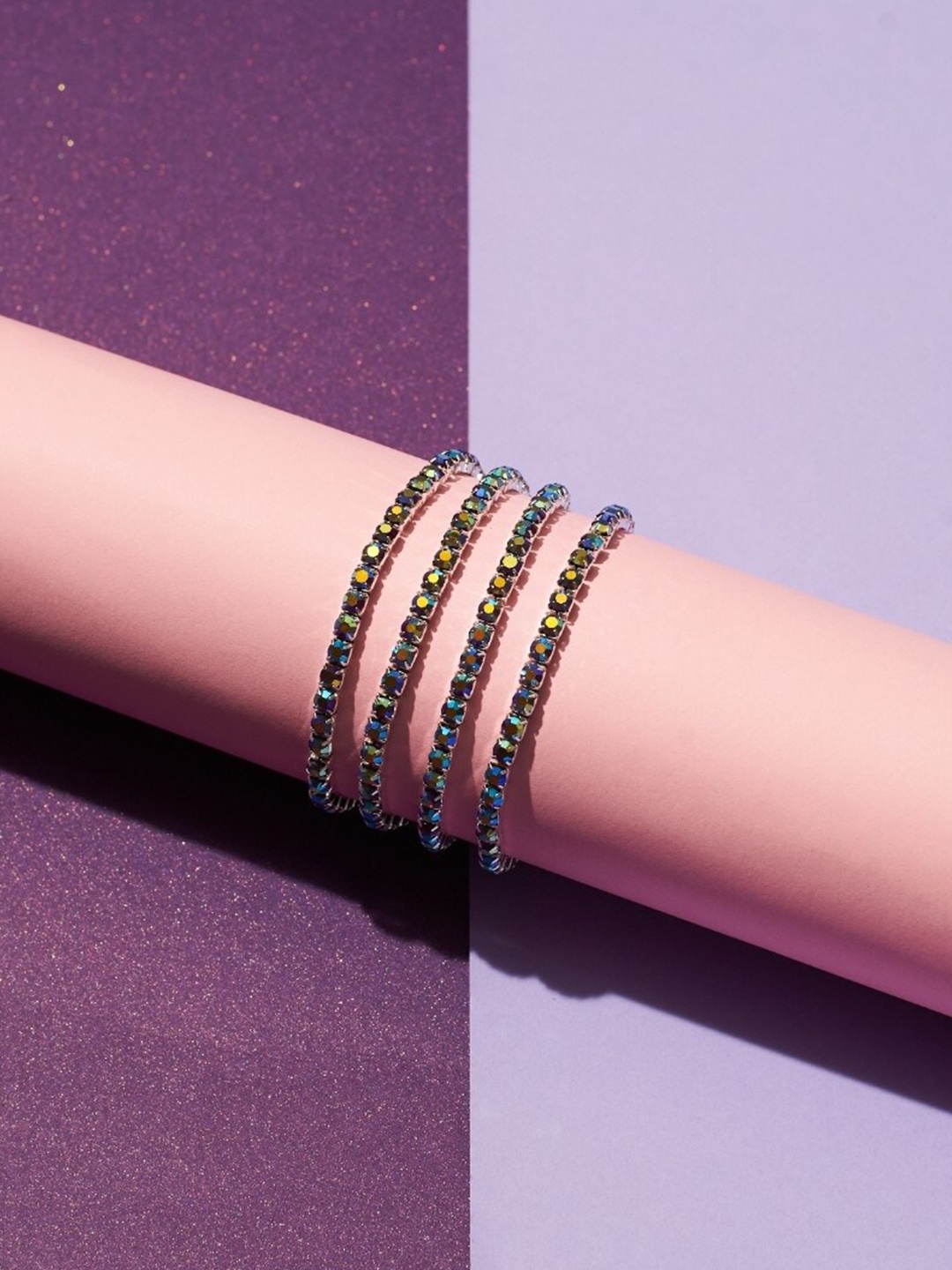 

SALTY Set Of 4 Gold-Plated Stone Studded Bangle-Style Bracelets