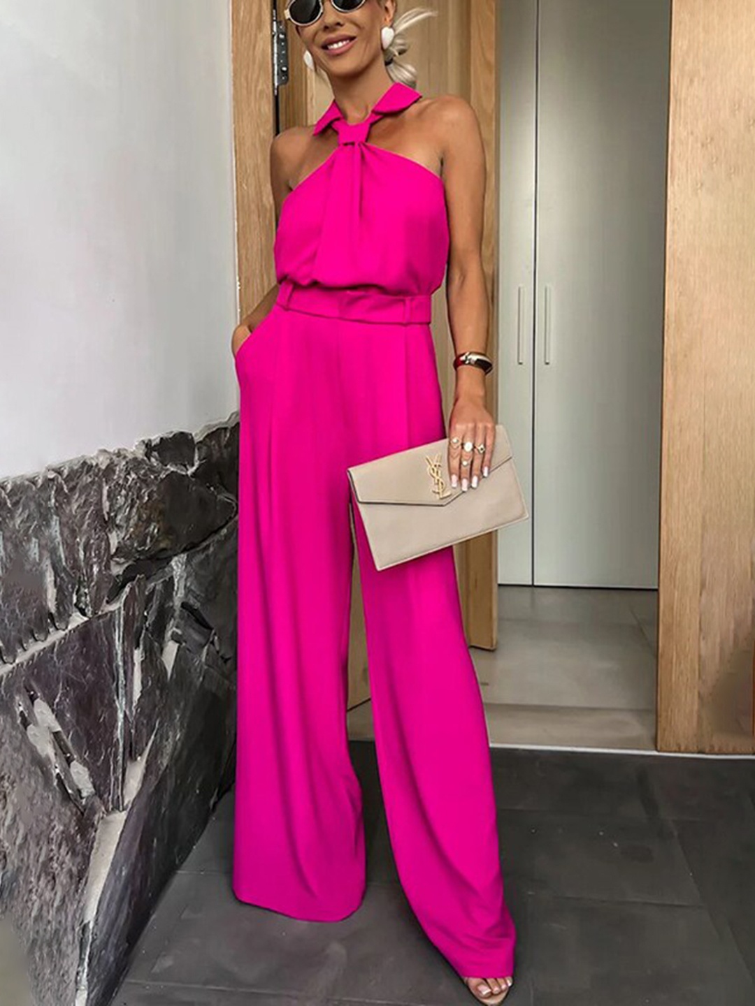 

StyleCast x Revolte Pink Halter Neck Basic Jumpsuit, Fuchsia