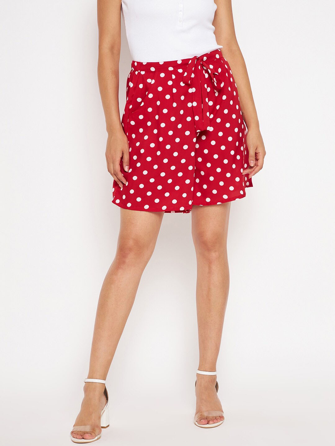 

Uptownie Elasticated Shorts With Belt, Red