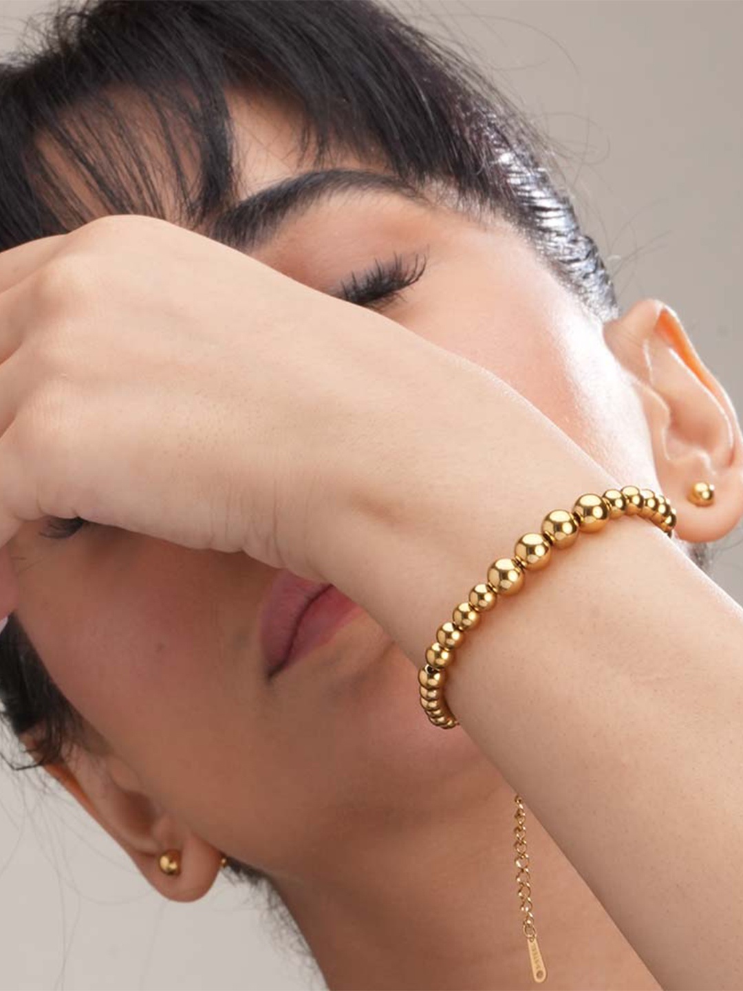 

PALMONAS Stainless Steel Gold Plated Armlet Bracelet