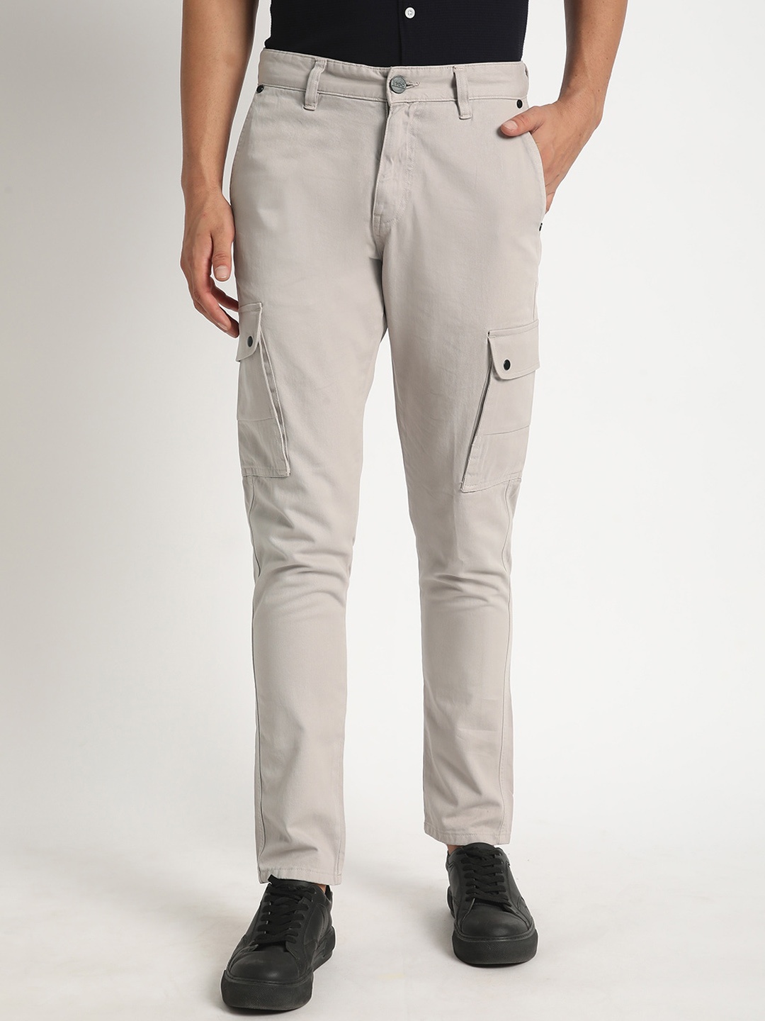 

IVOC Men Slim Fit Cotton Cargos Trouser, Grey