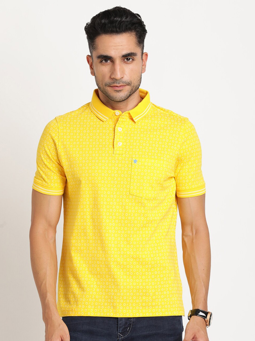 

Turtle Conversational Printed Polo Collar Pure Cotton Slim Fit T-shirt, Yellow