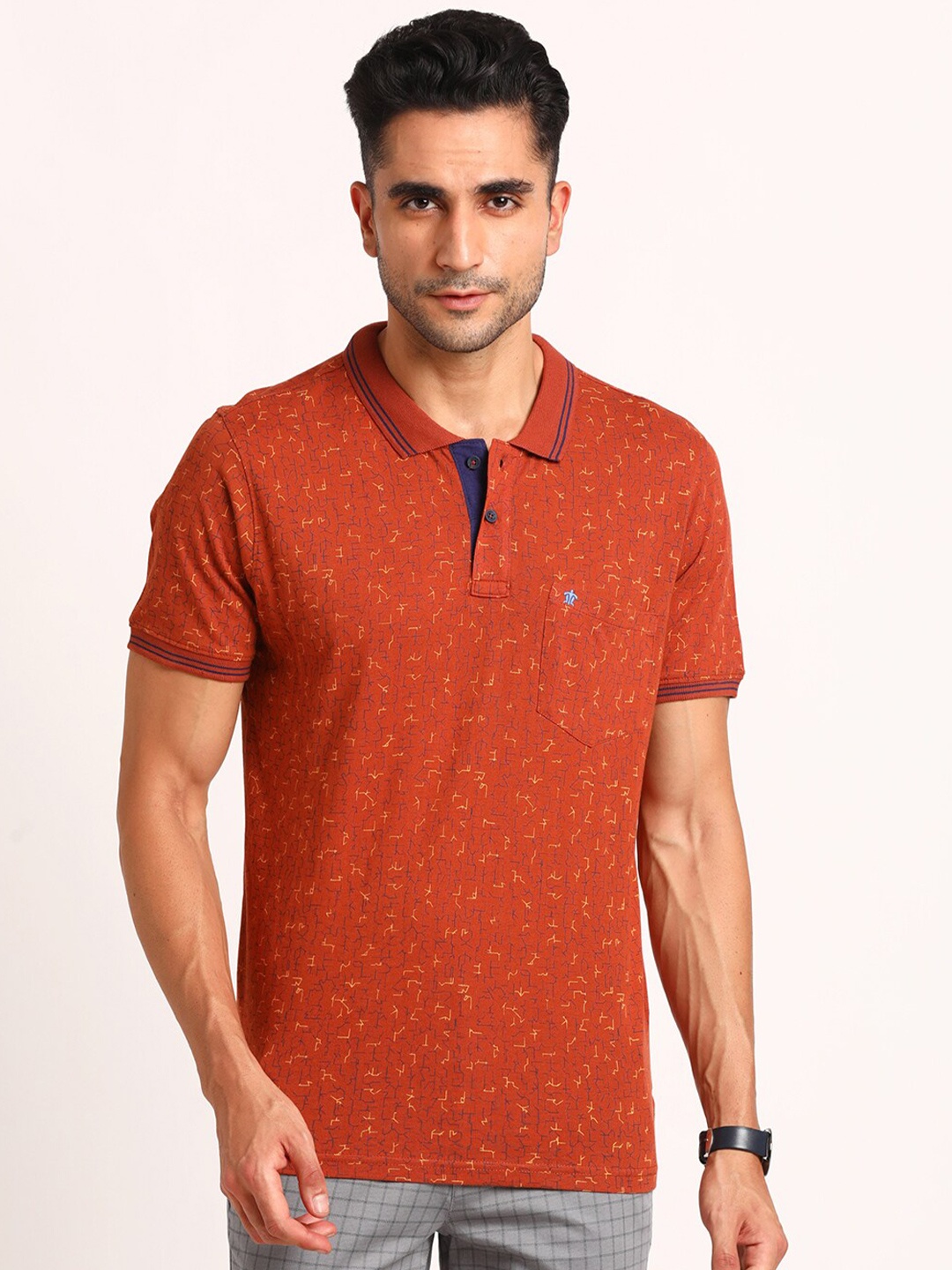 

Turtle Polo Collar Short Sleeves Slim Fit Cotton T-shirt, Yellow