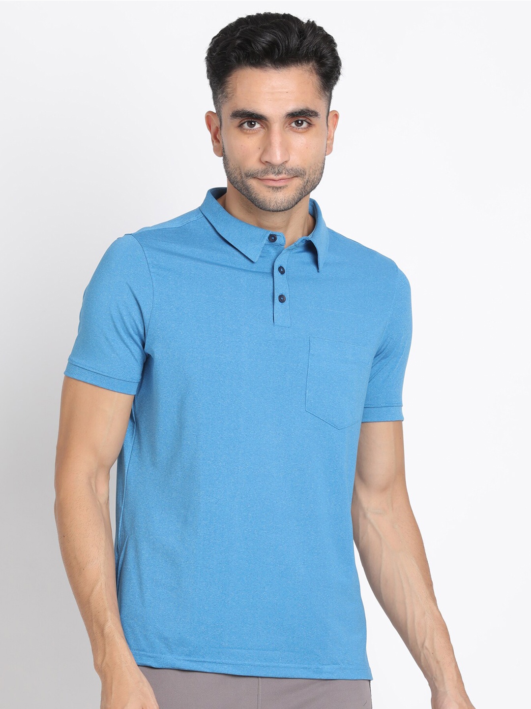 

Turtle Polo Collar Short Sleeves Slim Fit T-shirt, Blue