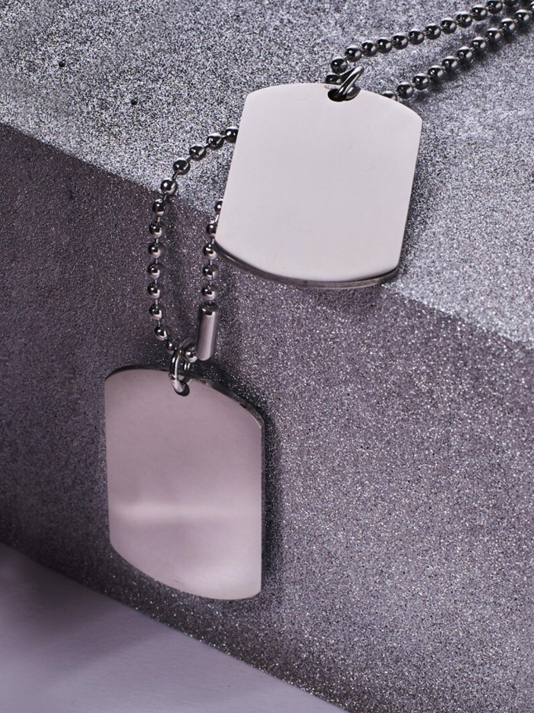 

SALTY Men Stainless Steel Geometric Pendant with Chain, Silver