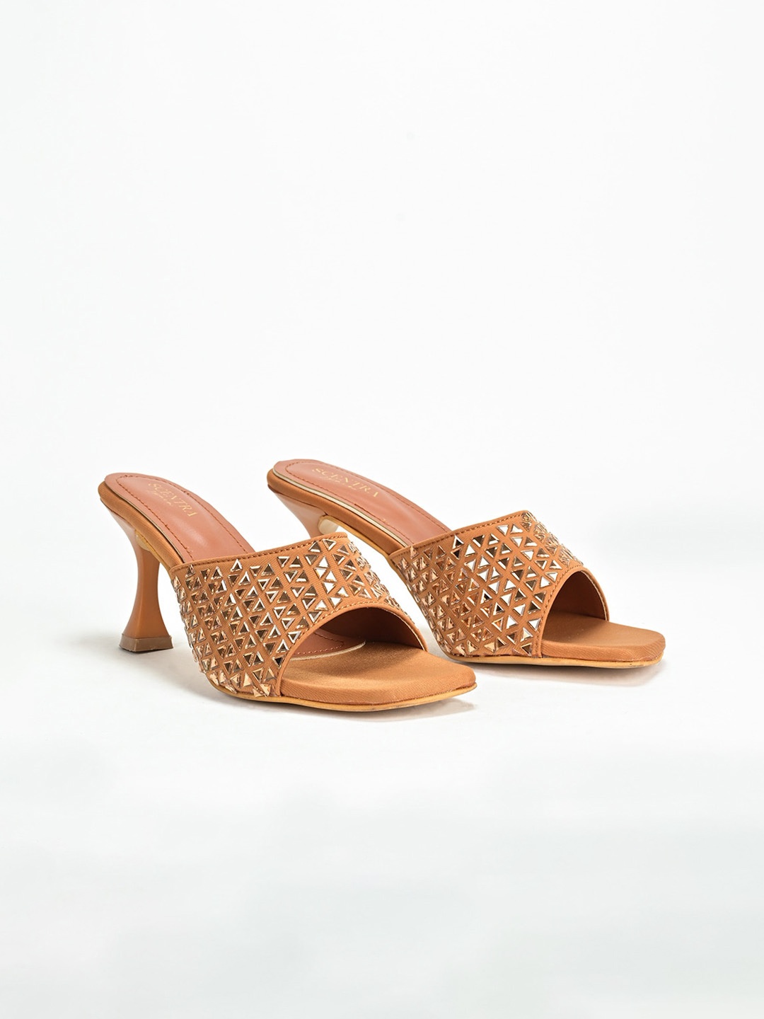 

SCENTRA Embellished Block Heels, Brown