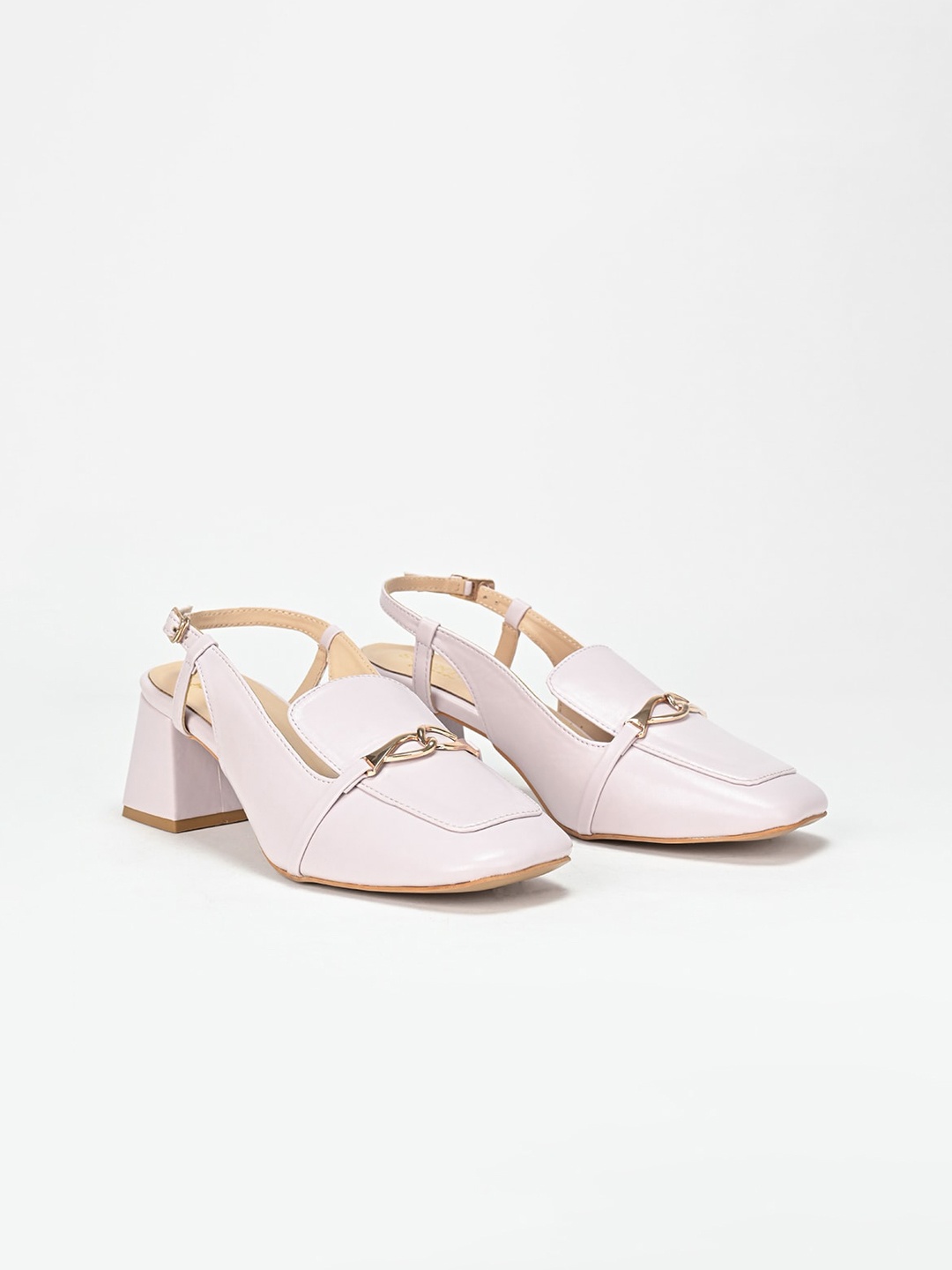 

SCENTRA Embellished Backstrap Block Heel Pumps, Lavender