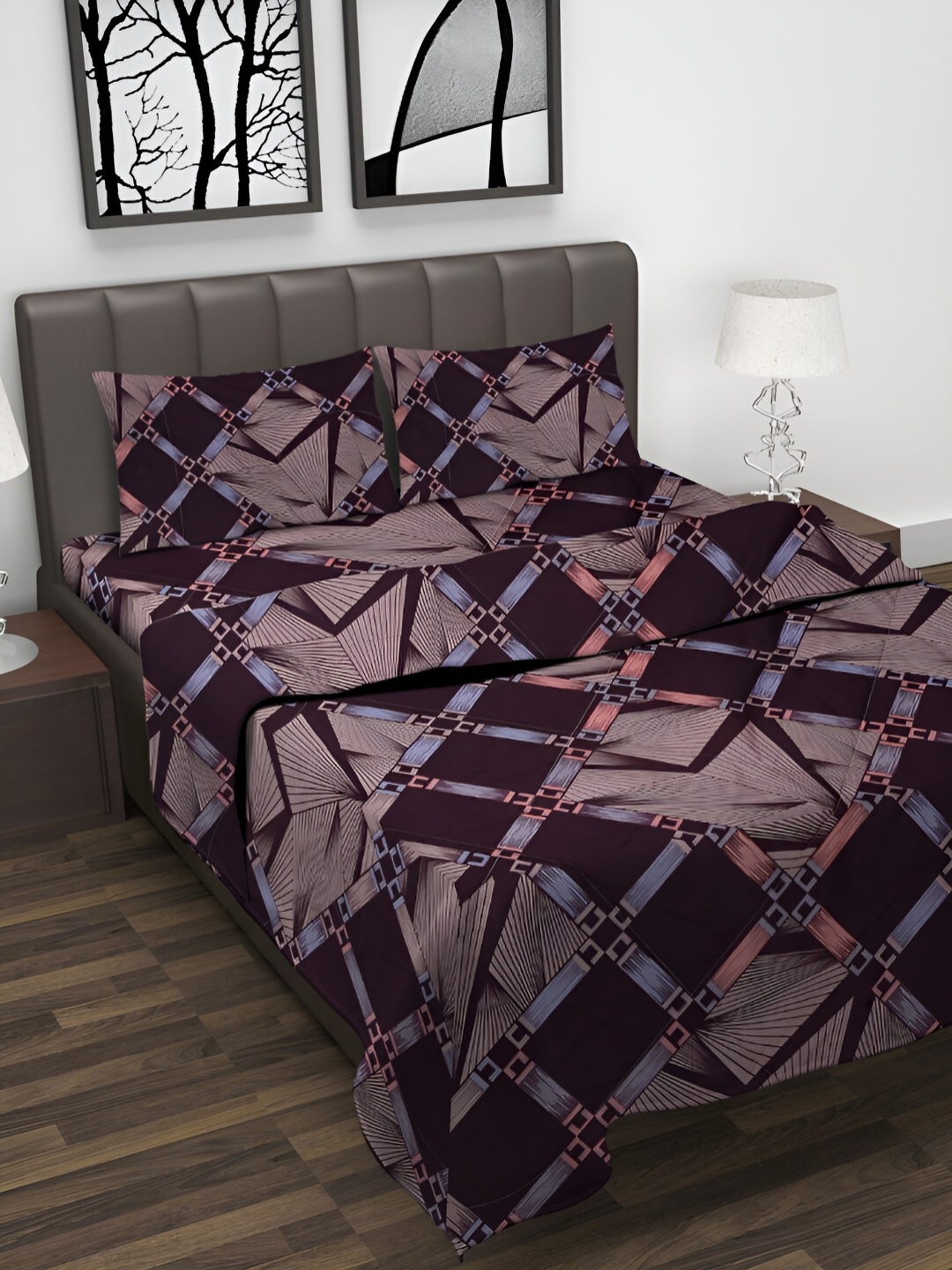 

Arrabi Brown & Purple Geometric Mild Winter 550 GSM Double Bed Comforter