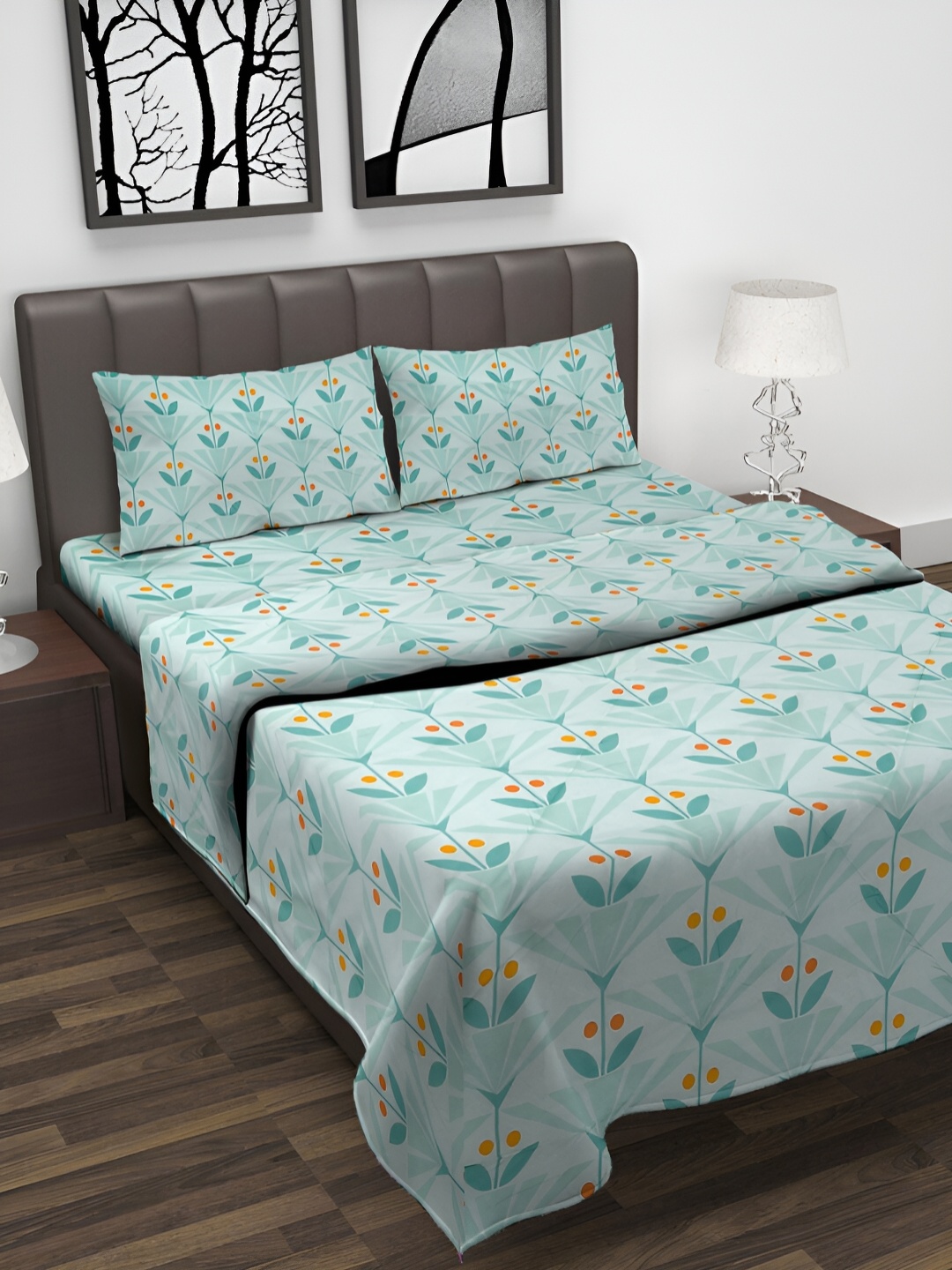 

Arrabi Green & Orange Floral Mild Winter 550 GSM Double Bed Comforter