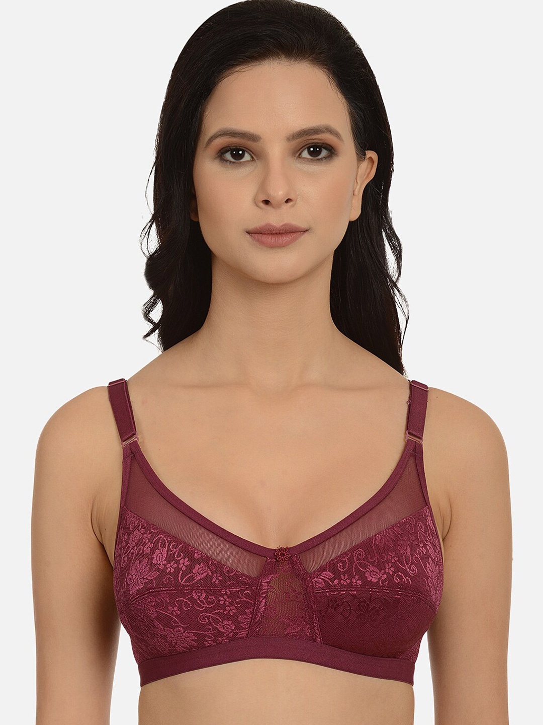 

mod & shy Floral Non Padded All Day Comfort Everyday Bra - Full Coverage, Purple