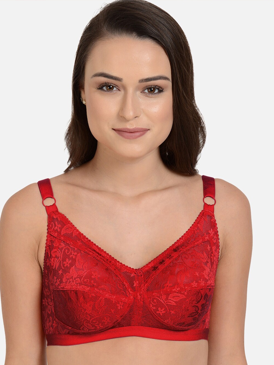 

mod & shy Non Padded All Day Comfort Minimizer Bra - Full Coverage, Maroon