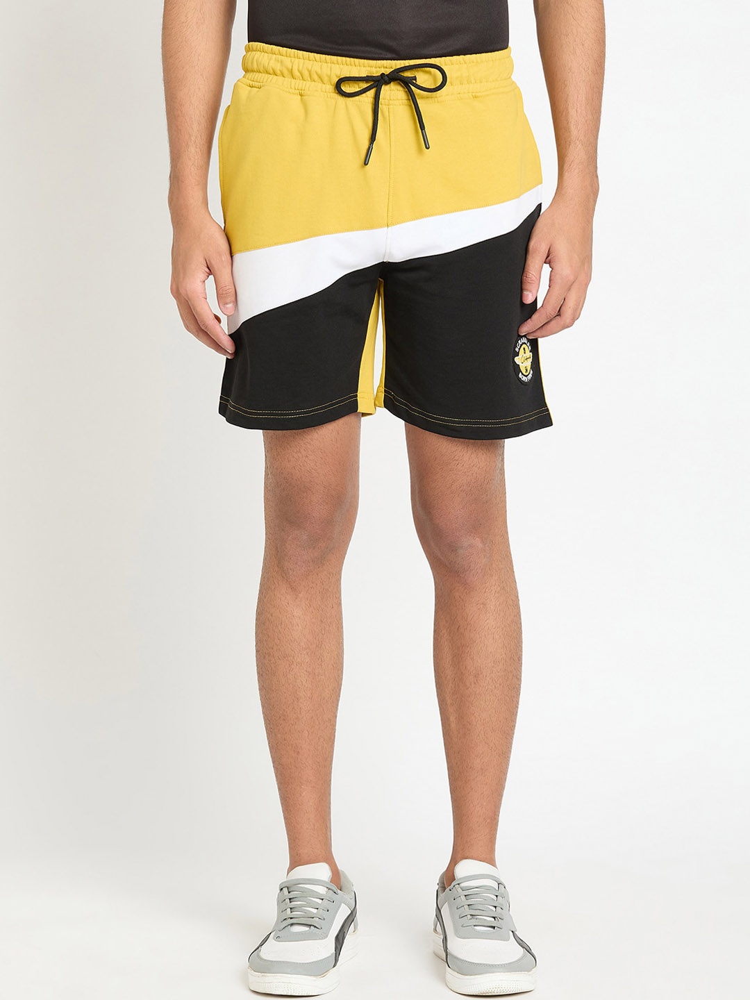 

Club York Men Colourblocked Mid-Rise Regular Shorts, Mustard