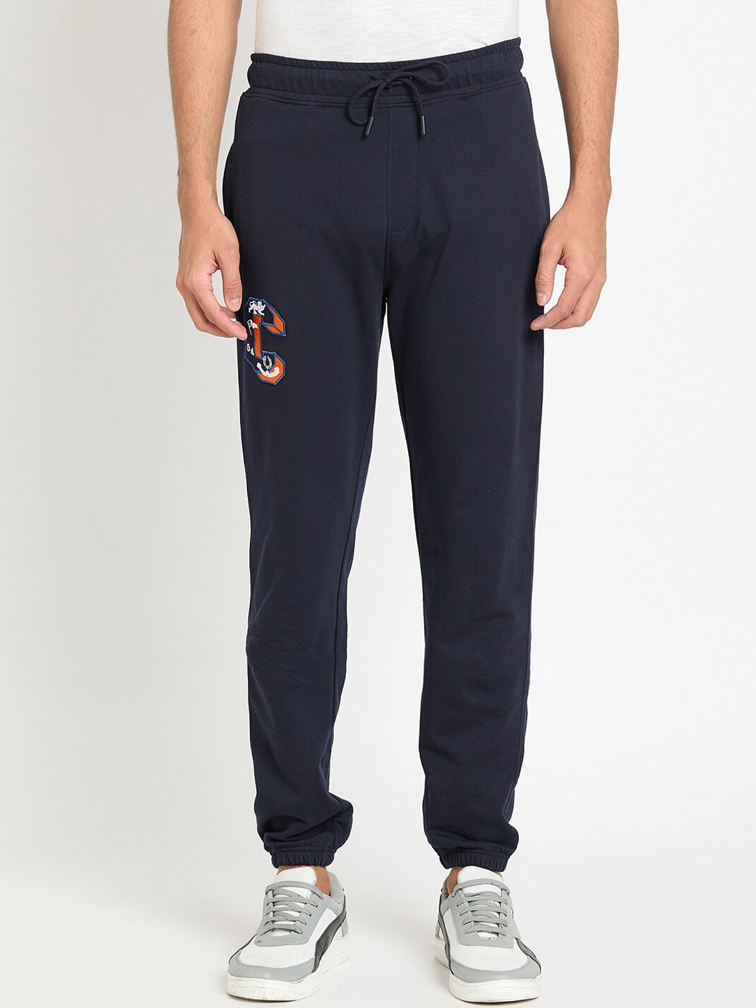 

Club York Men Printed Cotton Mid Rise Track Pants, Navy blue