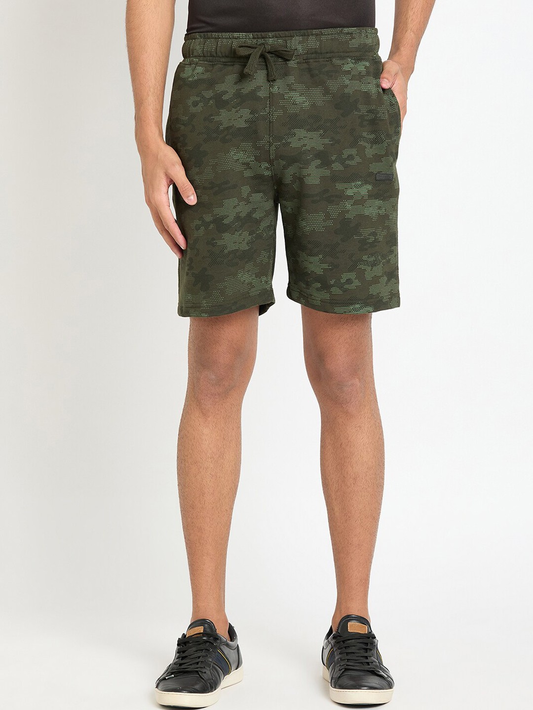 

Club York Men Camouflage Printed Mid-Rise Regular Shorts, Olive