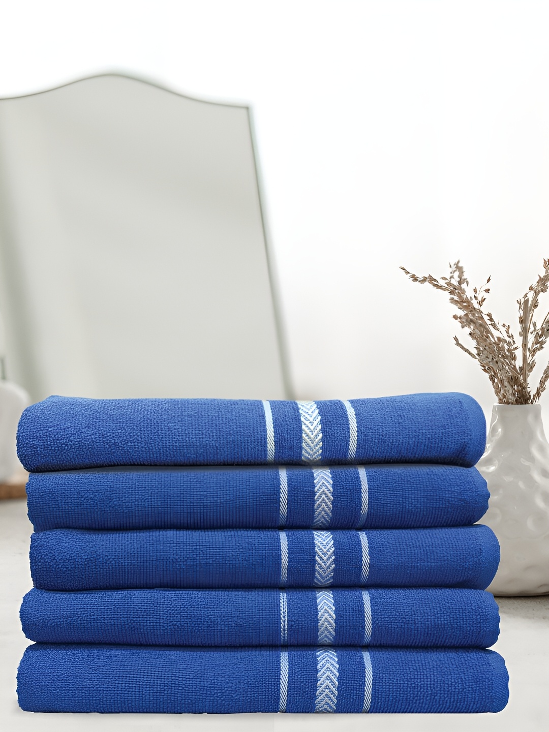 

Athom Living Blue 5 Pieces Cotton 350 GSM Bath Towels