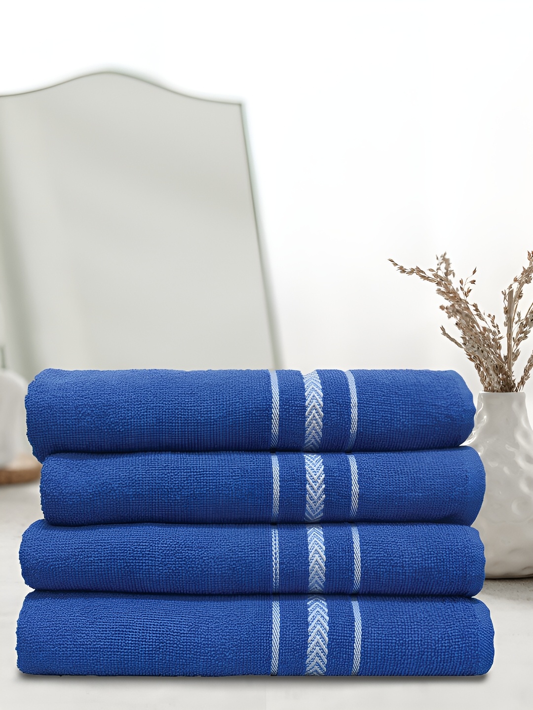

Athom Living Blue 4 Pieces Cotton 350 GSM Bath Towel