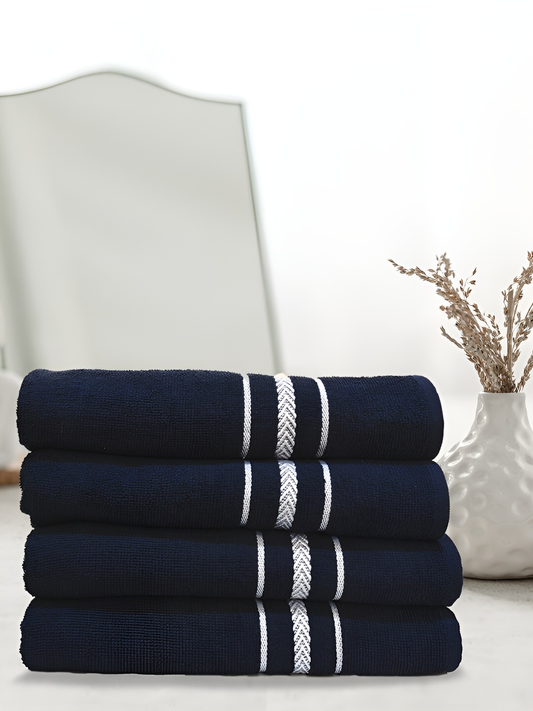 

Athom Living Navy Blue 4 Pieces Cotton 350 GSM Bath Towel