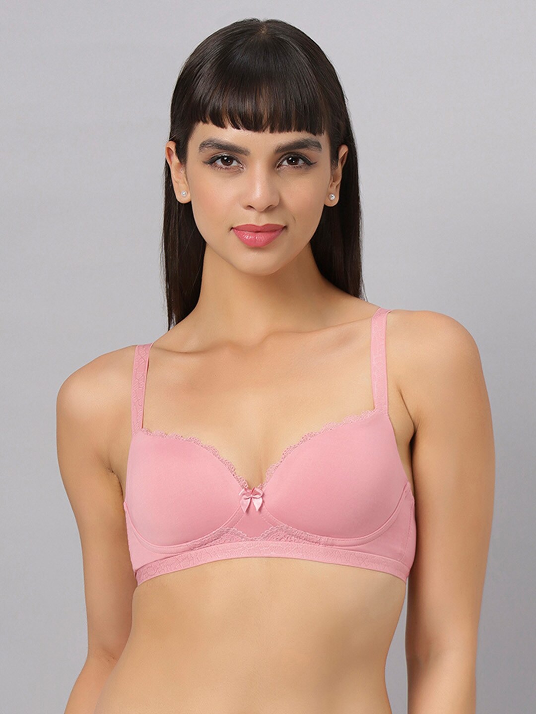 

Soie Medium Coverage Lightly Padded Seamless T-shirt Bra - All Day Comfort, Pink