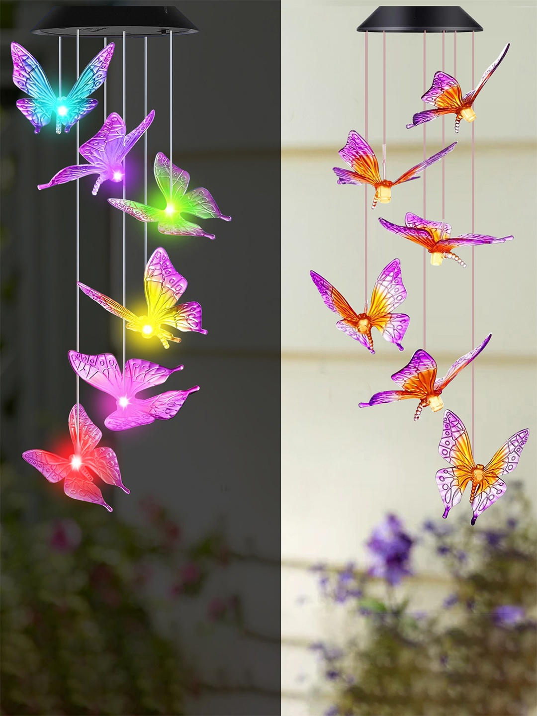 

Ekhasa Purple & Pink Solar Butterfly Wind Chime