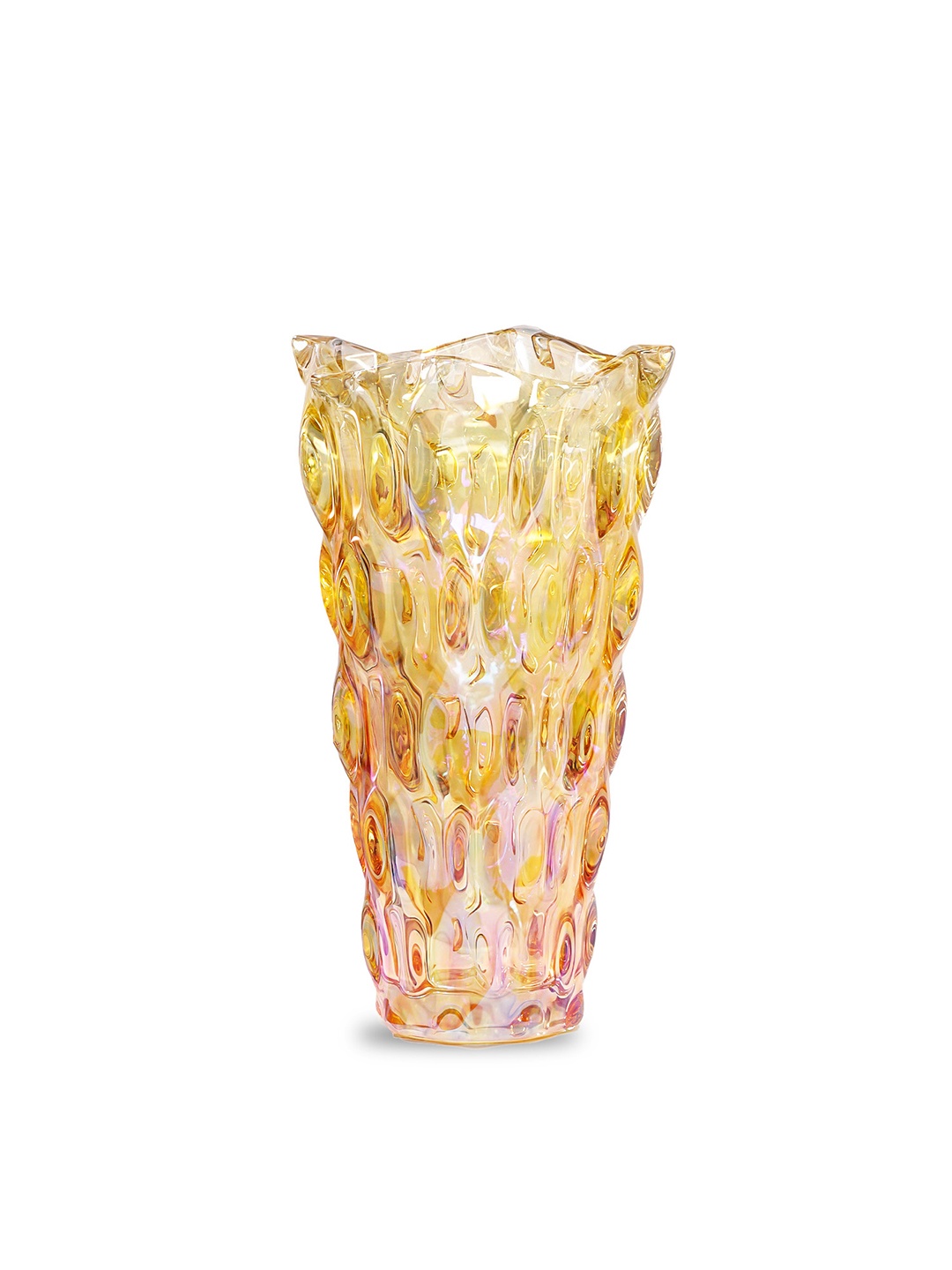 

Ekhasa Peach Coloured & Purple Textured Glass Flower Vase