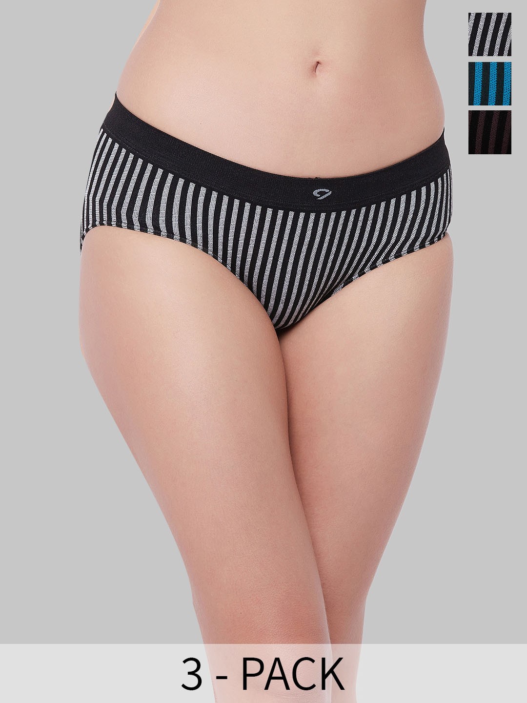 

C9 AIRWEAR Seamless Pack Of 3 Striped Basic Briefs, Blue