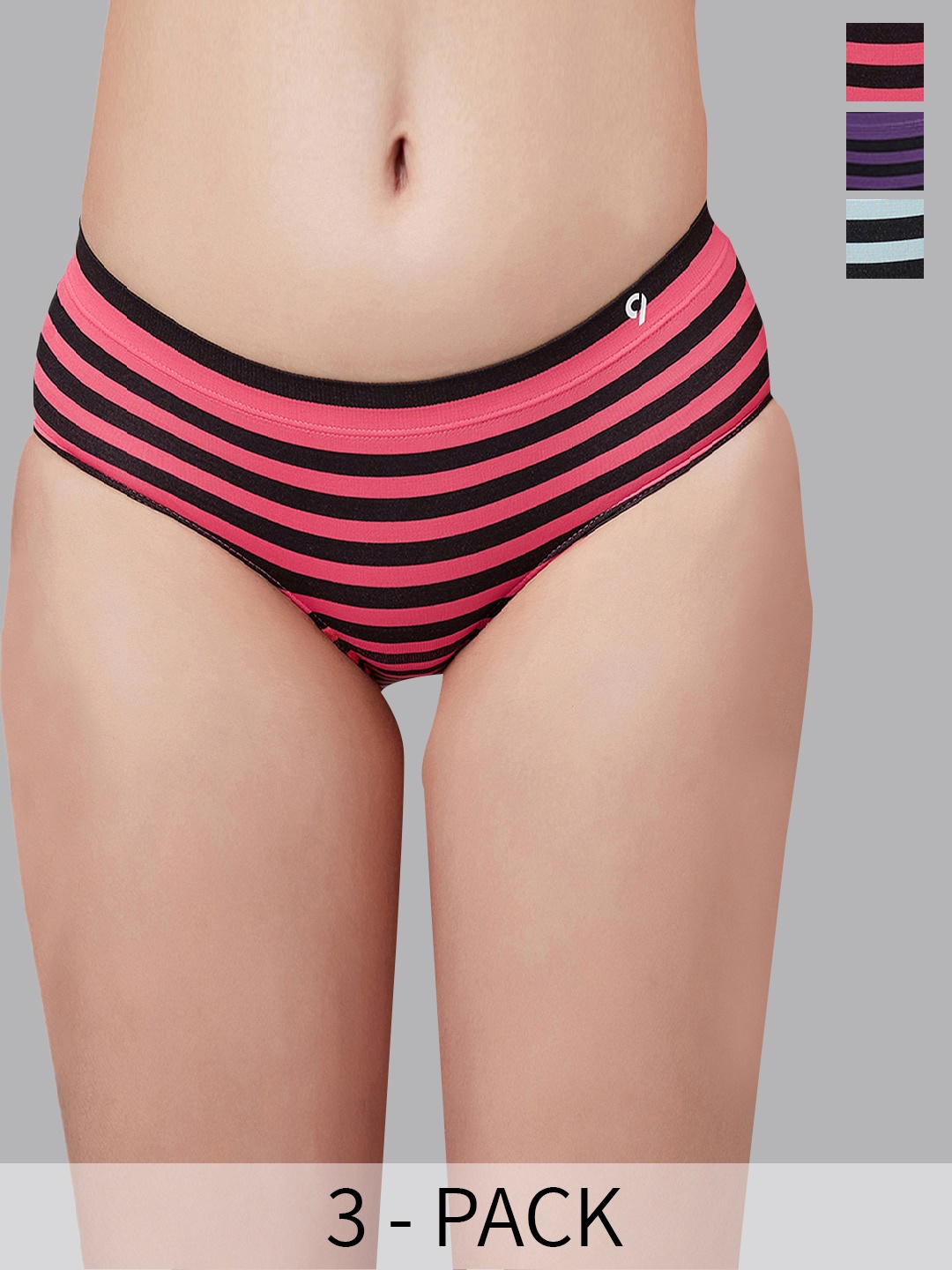 

C9 AIRWEAR Seamless Pack Of 3 Striped Basic Briefs, Purple