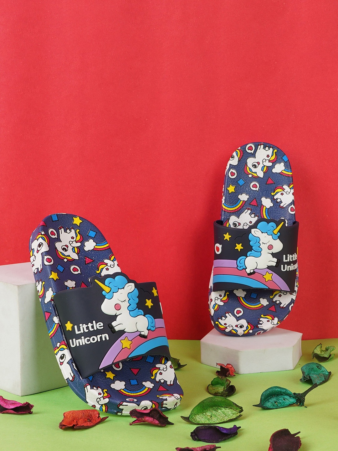 

BAESD Kids Printed Sliders, Blue