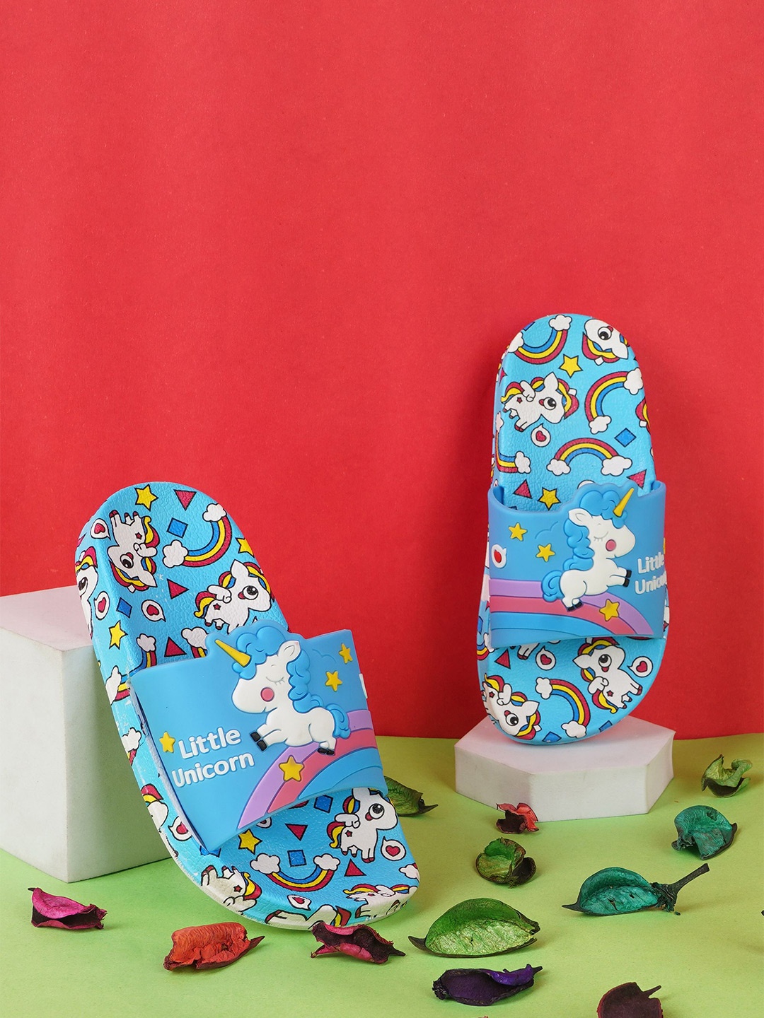

BAESD Kids Printed Sliders, Blue