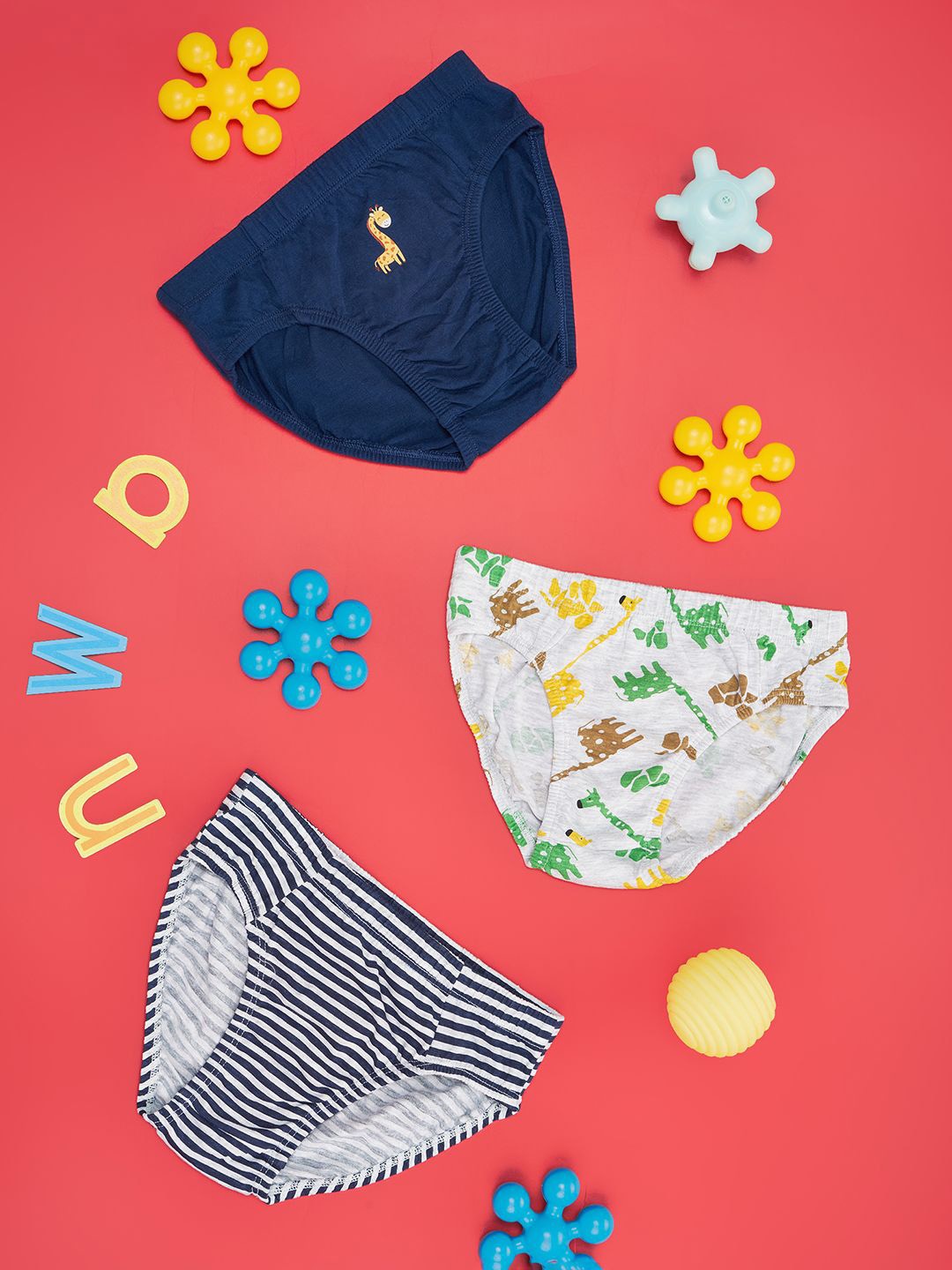 

Pantaloons Junior Boys Pack Of 3 Printed Pure Cotton Briefs 8909044293466, Navy blue