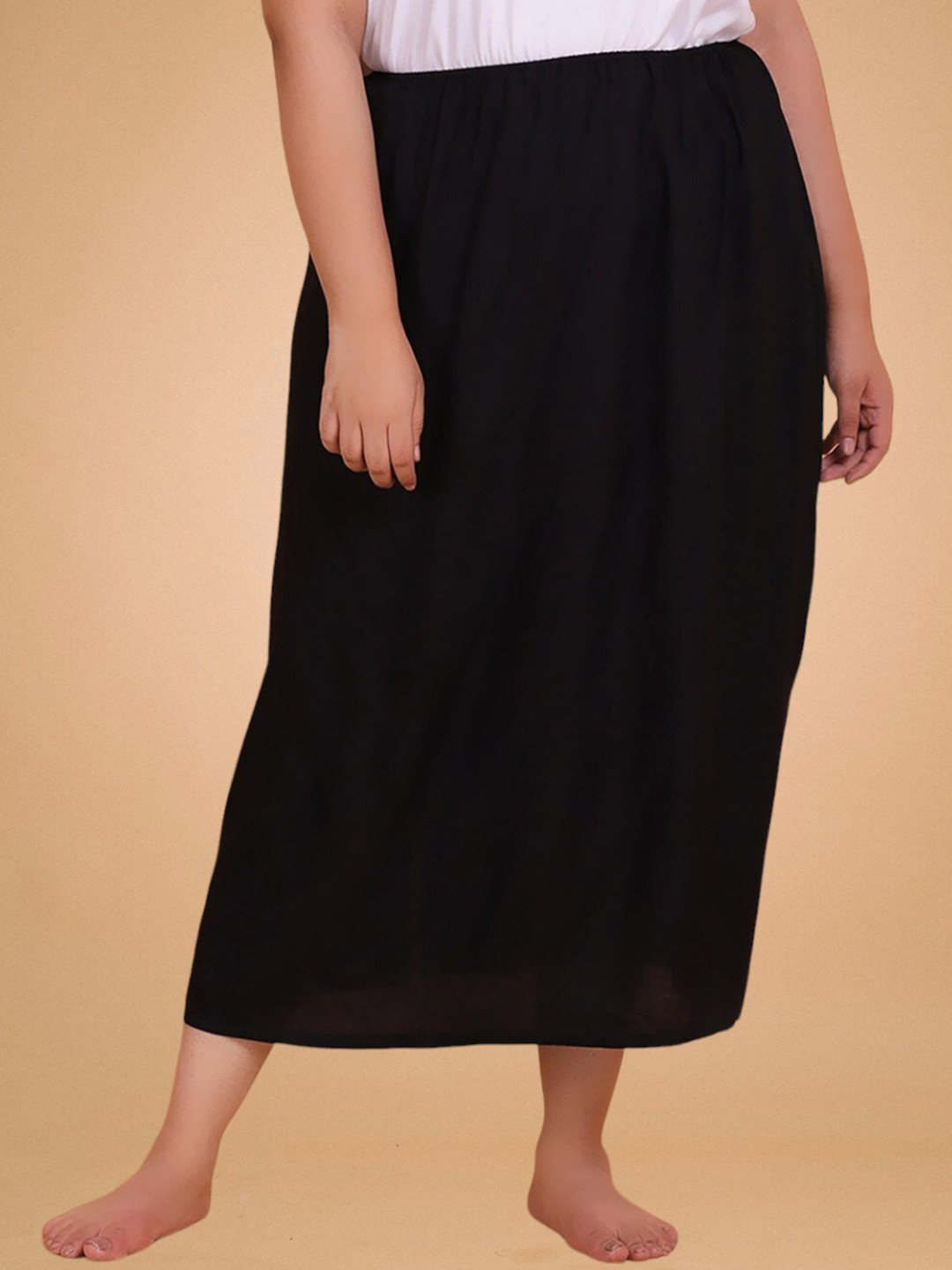 

LastInch Plus Size Ankle Length Under Skirt Slips, Black