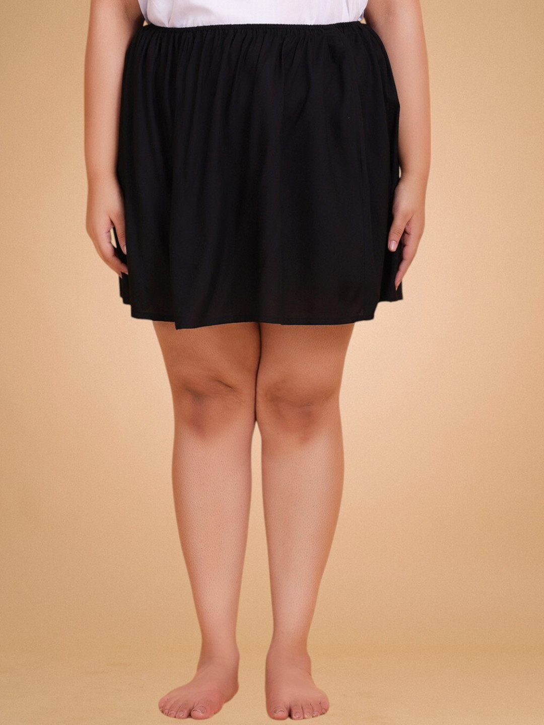 

LastInch Plus Size Knee Length Under Skirt Slips, Black