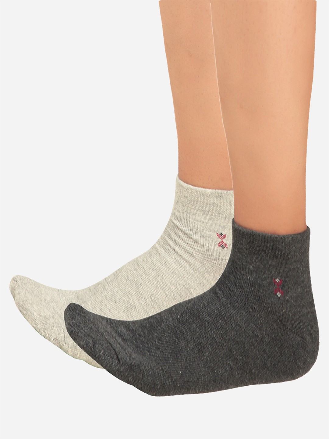 

Bodycare Men Pack Of 2 Patterned Cotton Ankle Length Socks, Grey